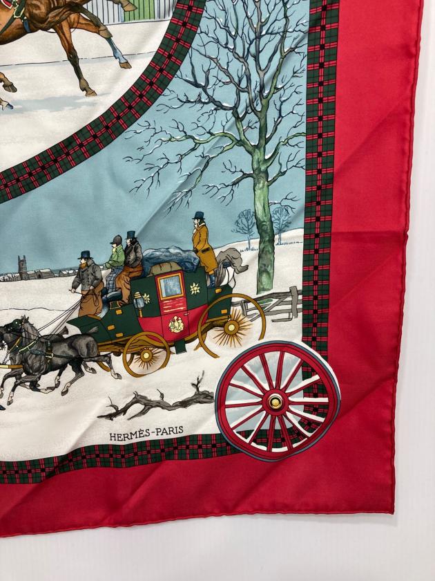 中古・古着通販】HERMES (エルメス) カレ90 冬の郵便馬車 レッド