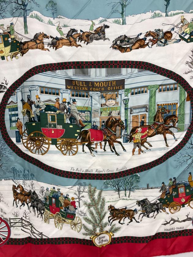 中古・古着通販】HERMES (エルメス) カレ90 冬の郵便馬車 レッド