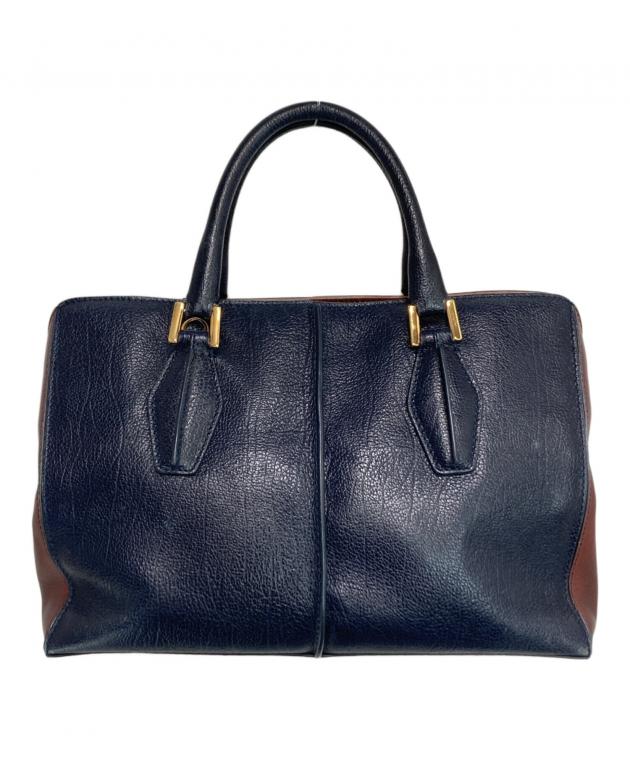 【中古】 ． ドット ザ・ガールハント 中古・古着通販】TOD'S (トッズ) ハンドバッグ ネイビー×ブラウン