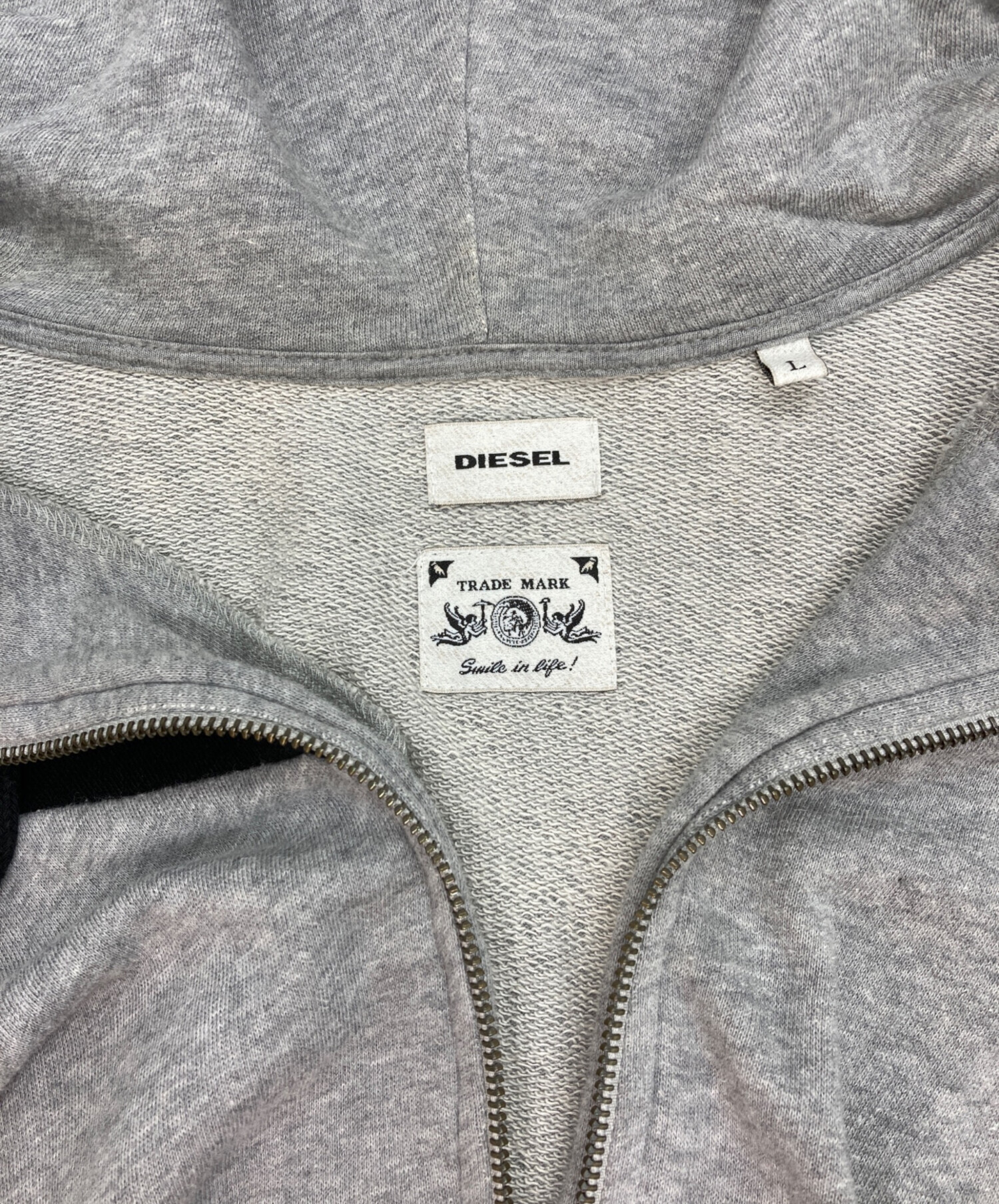中古・古着通販】DIESEL (ディーゼル) ジップパーカー グレー×ブラック