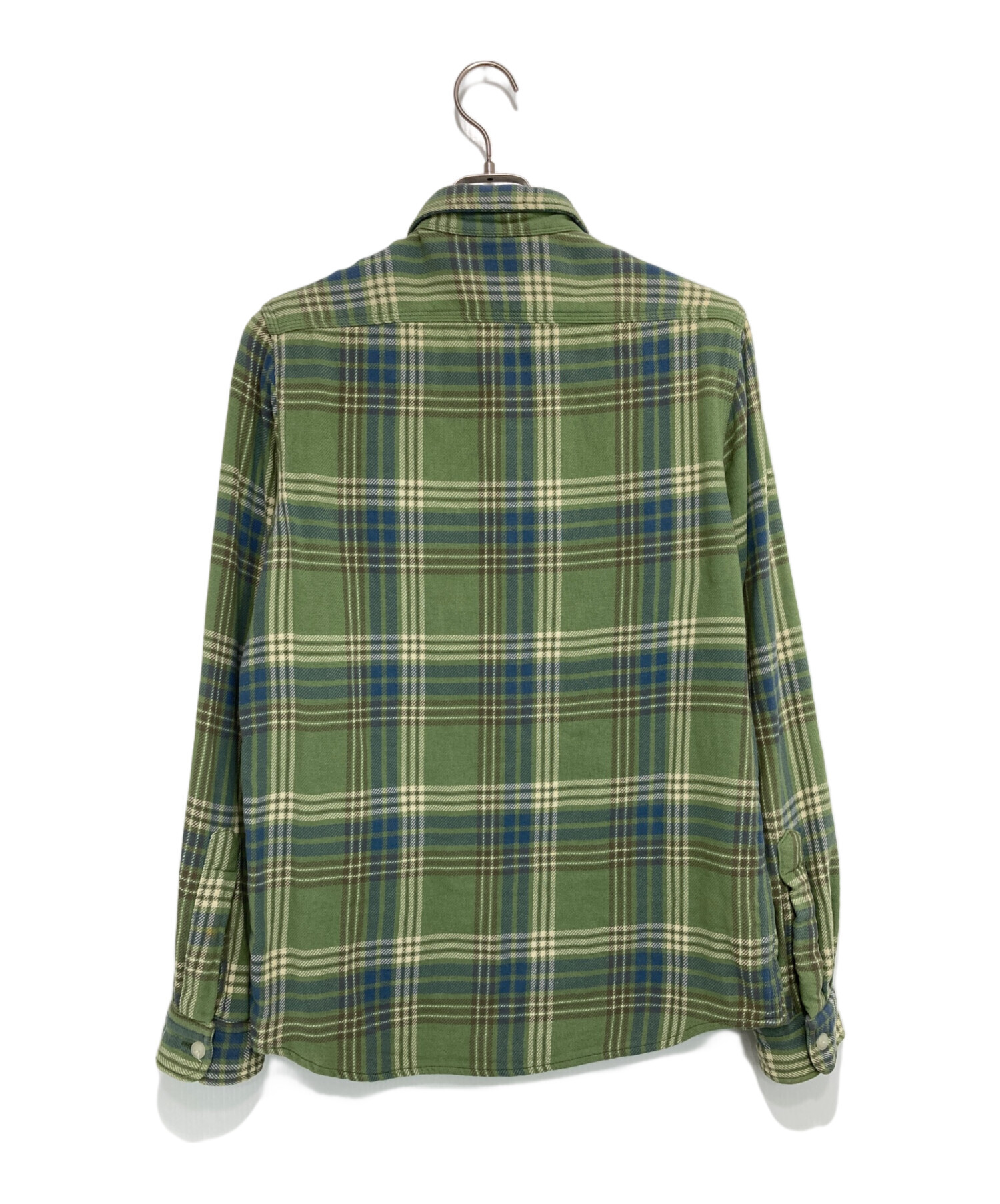 RRL チェック柄 長袖シャツ グリーン系 中古・古着通販】RRL (ダブルアールエル) 長袖チェックシャツ グリーン