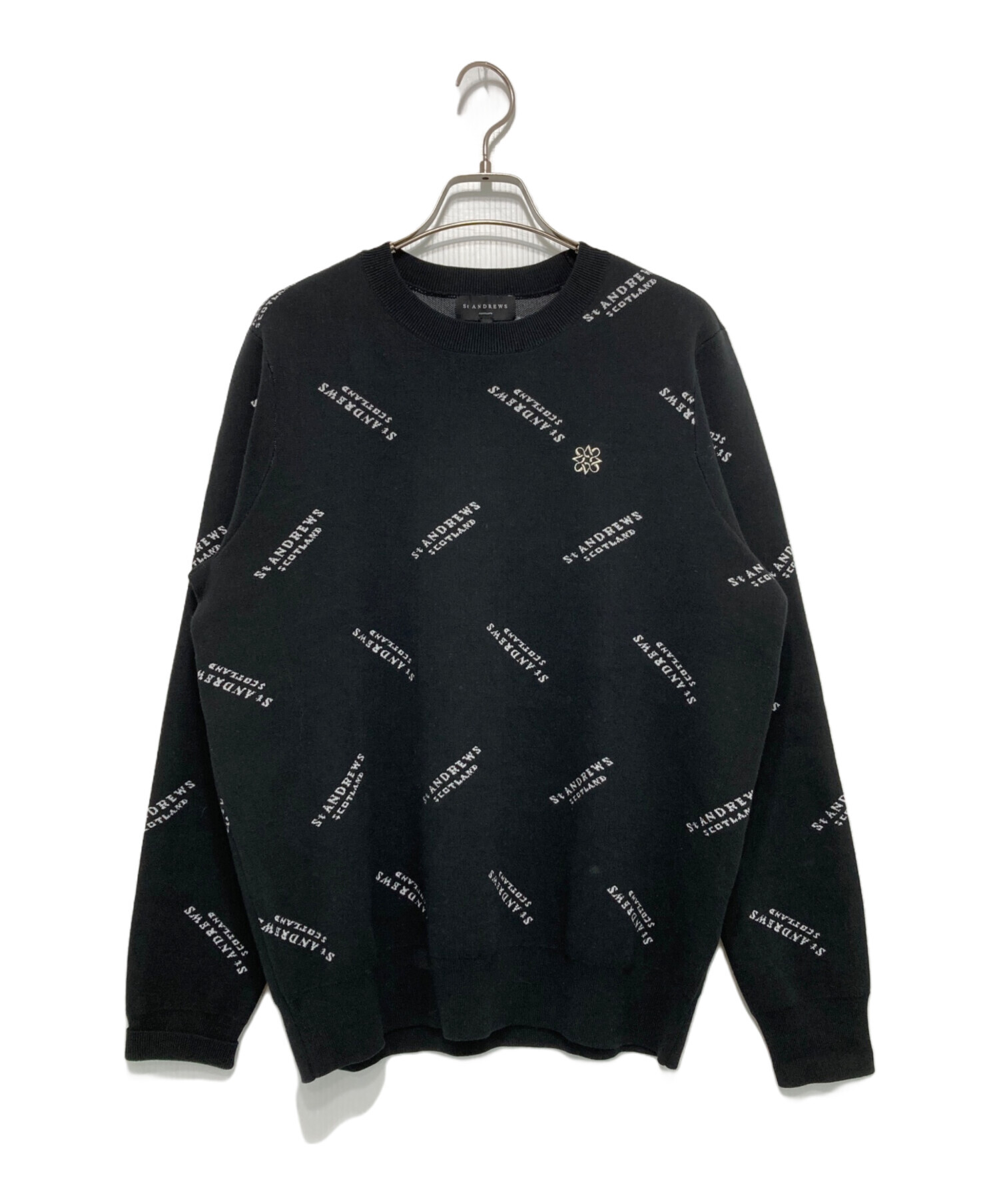 St Andrews✨ロゴ入り クルーネック セーター ブラック S St Andrews✨ロゴ入り クルーネック セーター ブラック S St Andrews