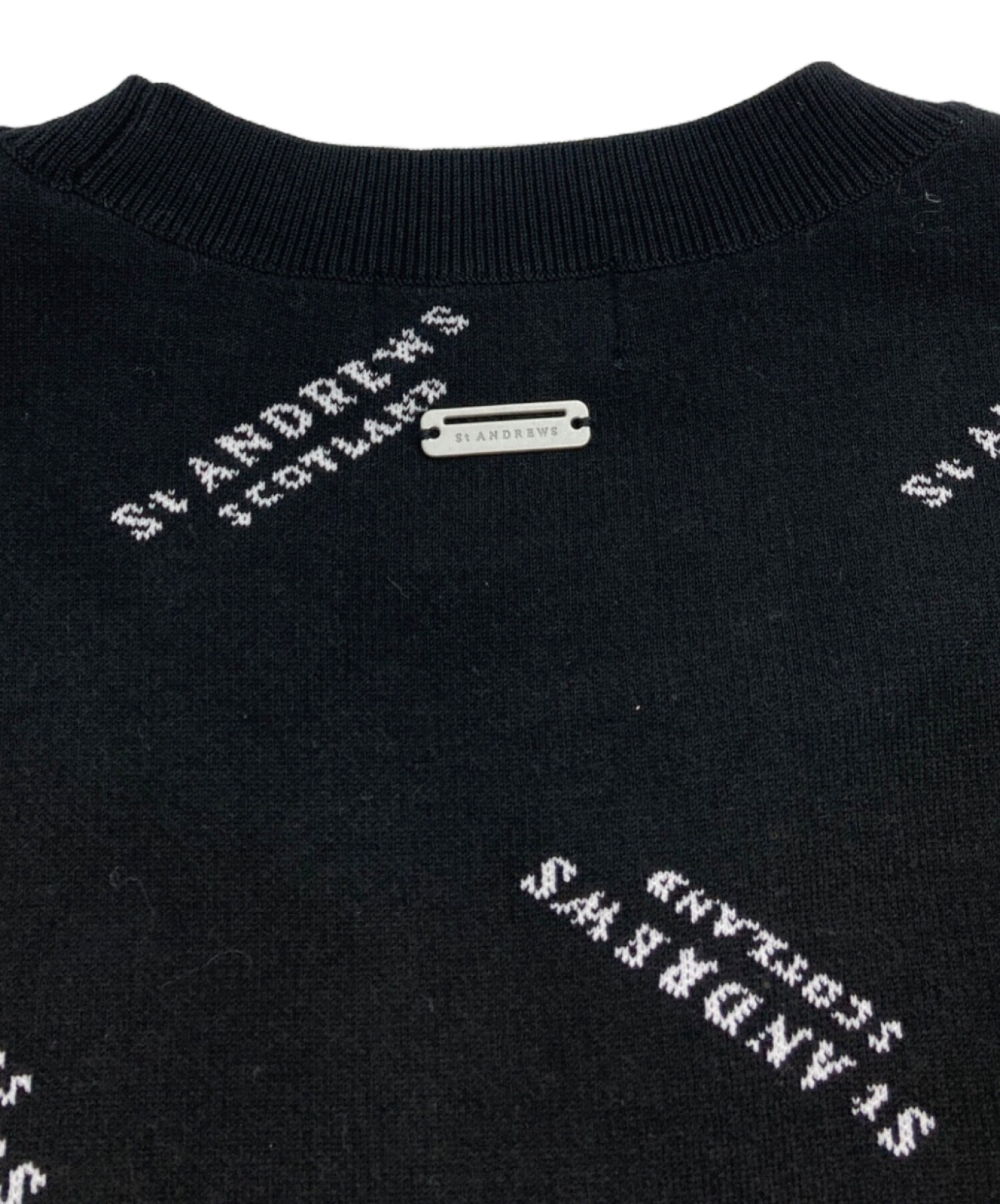 St Andrews✨ロゴ入り クルーネック セーター ブラック　Sサイズ 中古・古着通販】St ANDREWS (セントアンドリュース) ロゴニット