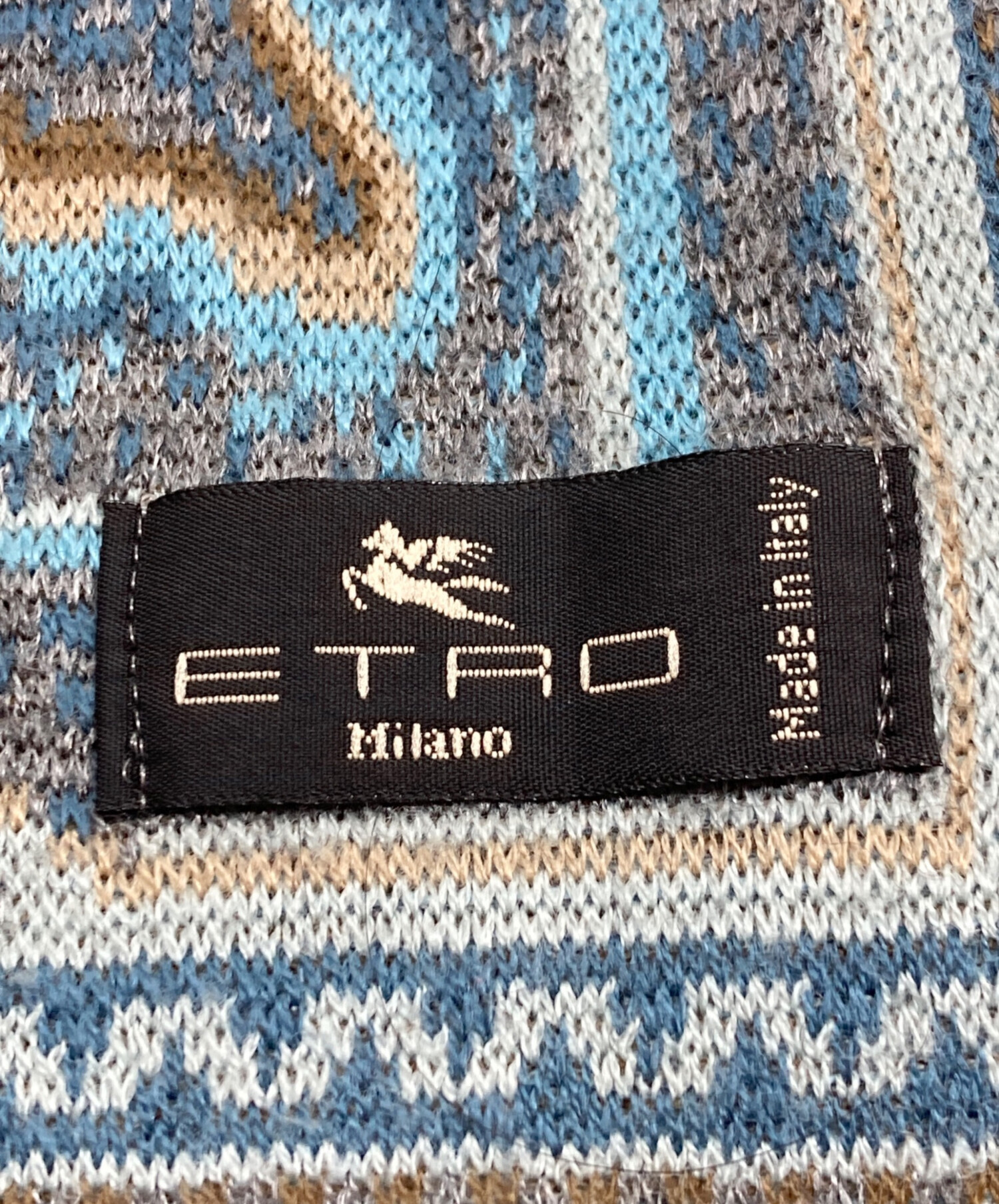 ETRO ペイズリー柄 ストール　ネイビー　中古 中古・古着通販】ETRO (エトロ) ペイズリーストール ブルー｜ブランド