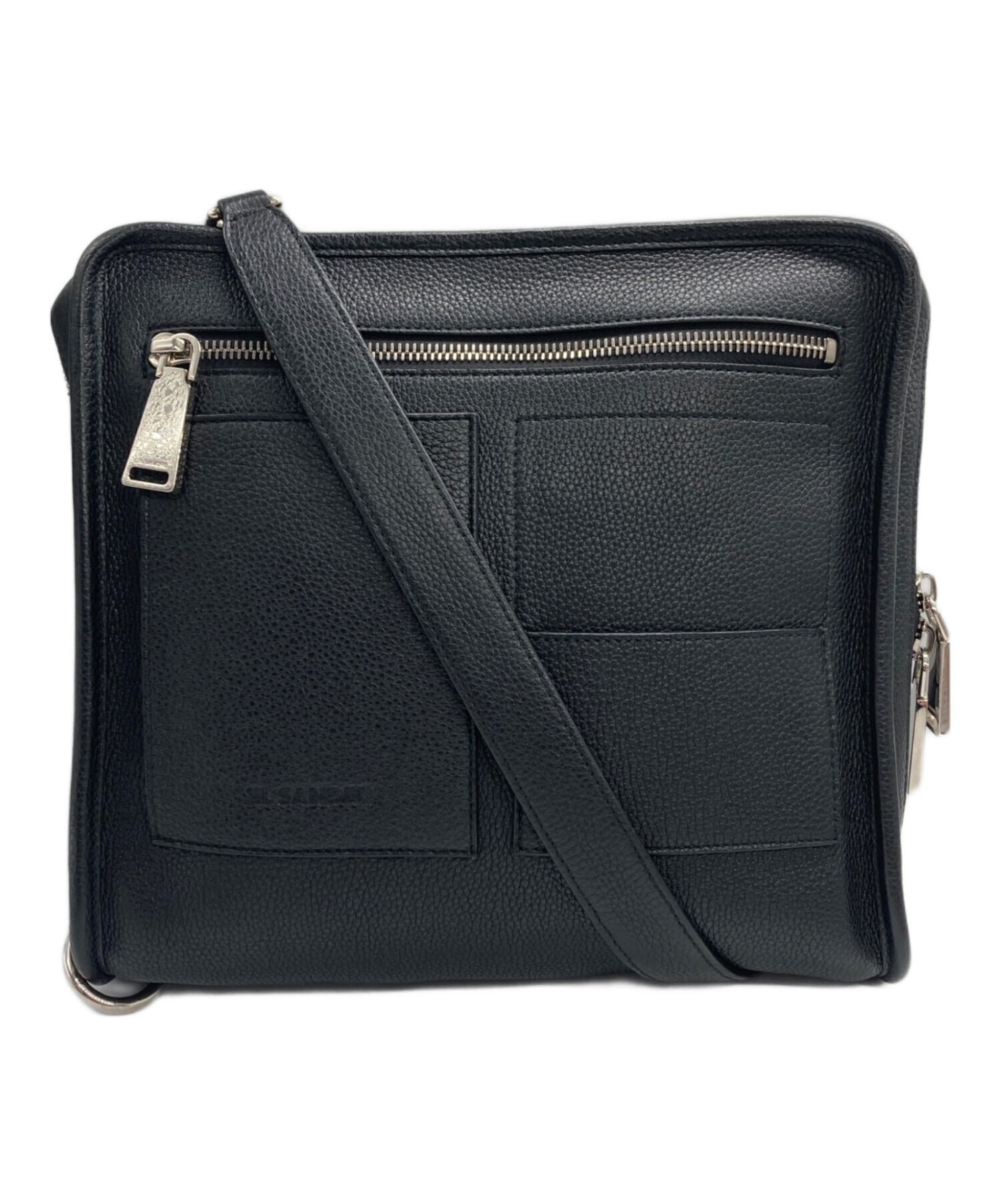 JIL SANDER NAVY レザーショルダーバッグ ブラック 中古・古着通販】JIL SANDER (ジルサンダー) オールレザー4WAYバッグ