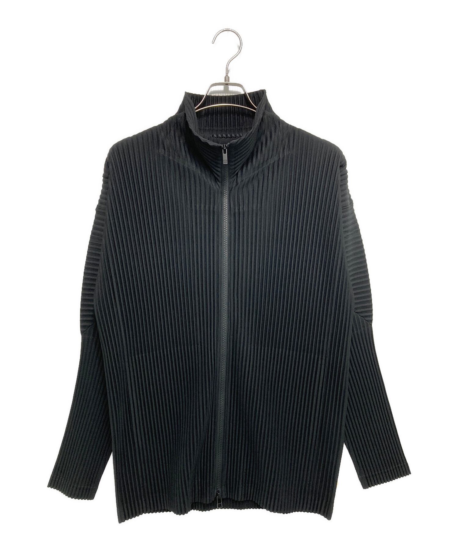ジップアップブルゾン　オムプリッセイッセイミヤケ　サイズ3 黒　立体構造 中古・古着通販】HOMME PLISSE ISSEY MIYAKE (オム プリッセ イッセイ