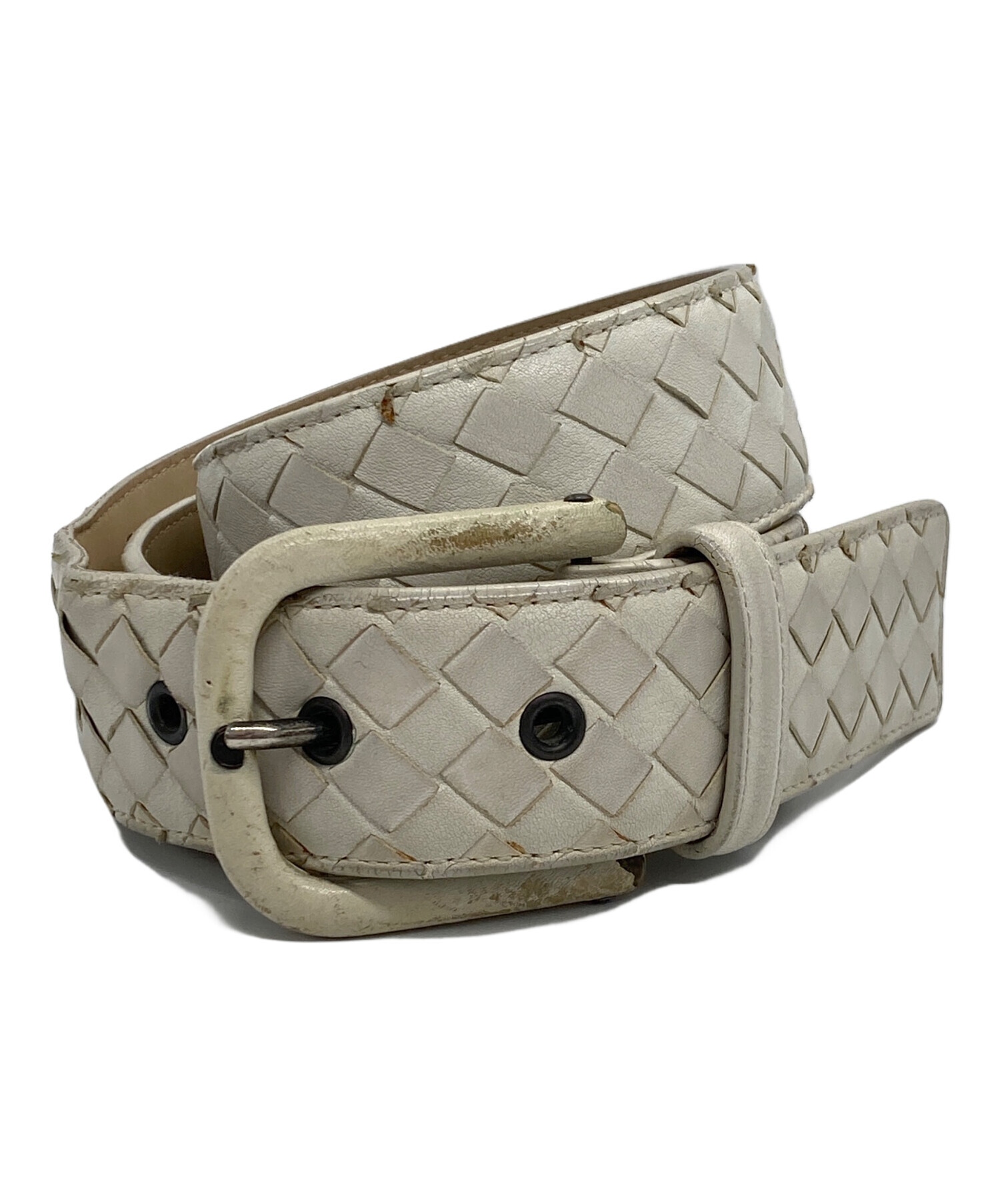 お値下げ中‼️Bottega Veneta 編み込みレザーベルト ベージュ 中古・古着通販】BOTTEGA VENETA (ボッテガベネタ) イントレチャート