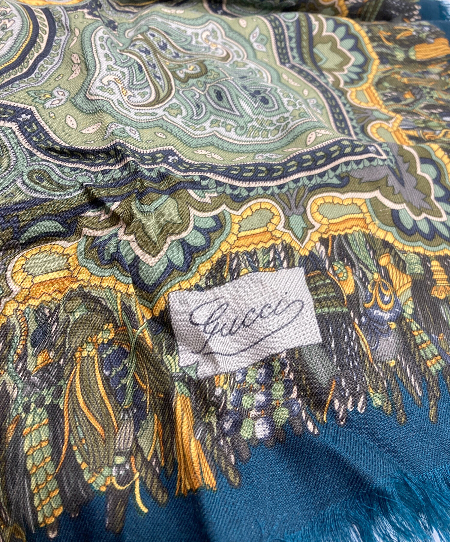 GUCCI シルク ペイズリー柄 ストール 中古・古着通販】GUCCI (グッチ) ウールシルク混 ペイズリー柄ストール