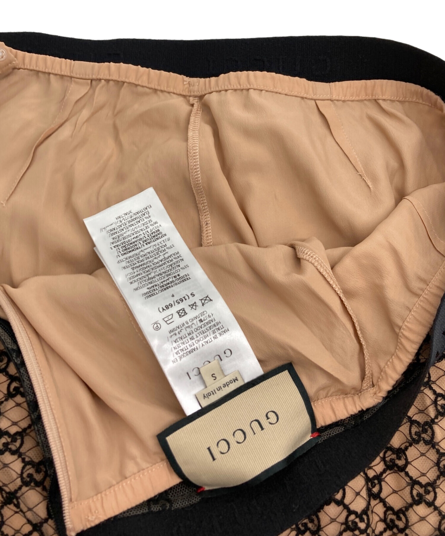  x Gucci トレフォイル レーススカート　ロング　グッチ 中古・古着通販】GUCCI (グッチ) GGレース スカート ベージュ×ブラック