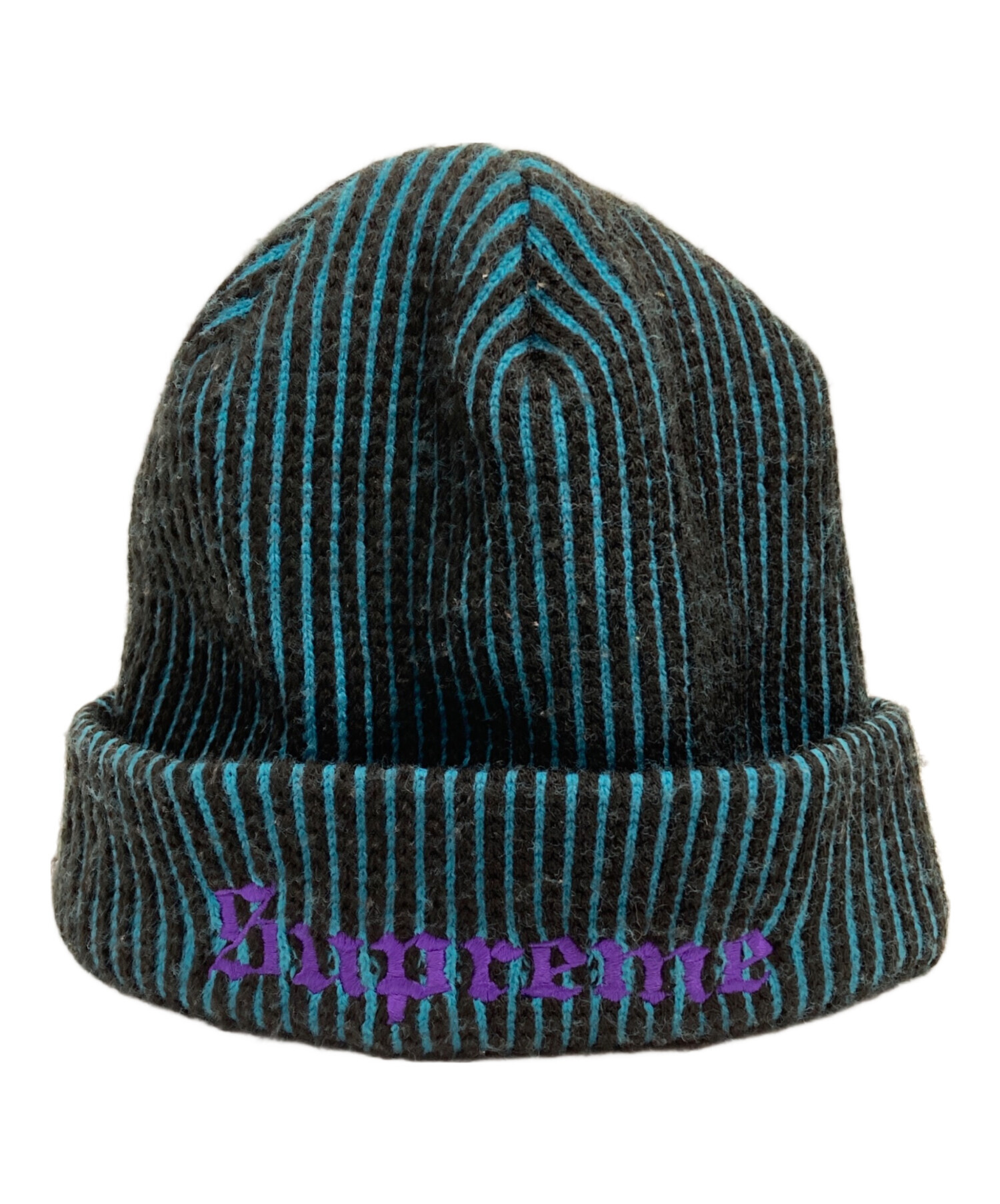 Supreme 2-Tone Rib Beanie オールドイングリッシュロゴ 中古・古着通販】SUPREME (シュプリーム) 2-Tone Rib Beanie ブラック