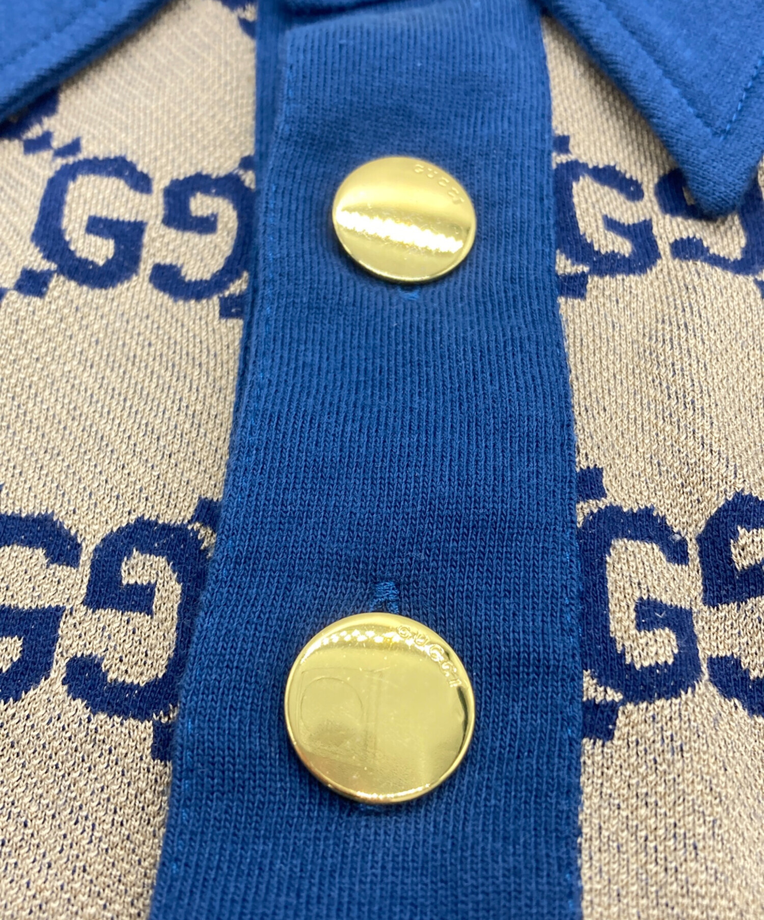 中古・古着通販】GUCCI (グッチ) GG総柄 半袖ポロシャツ ベージュ