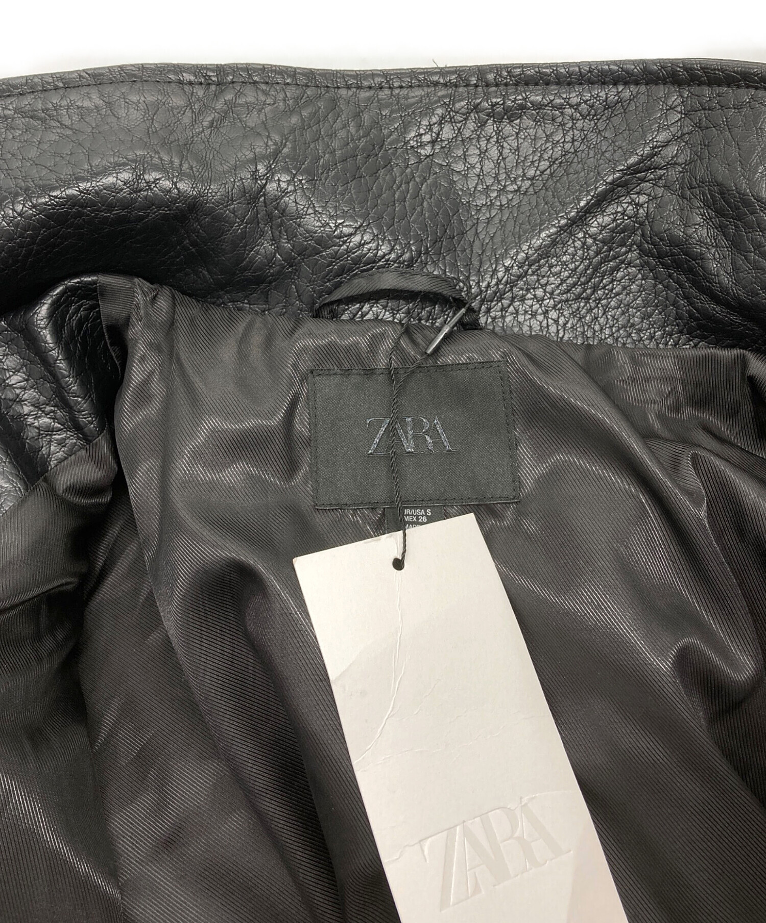 中古・古着通販】ZARA (ザラ) フェイクレザージャケット ブラック