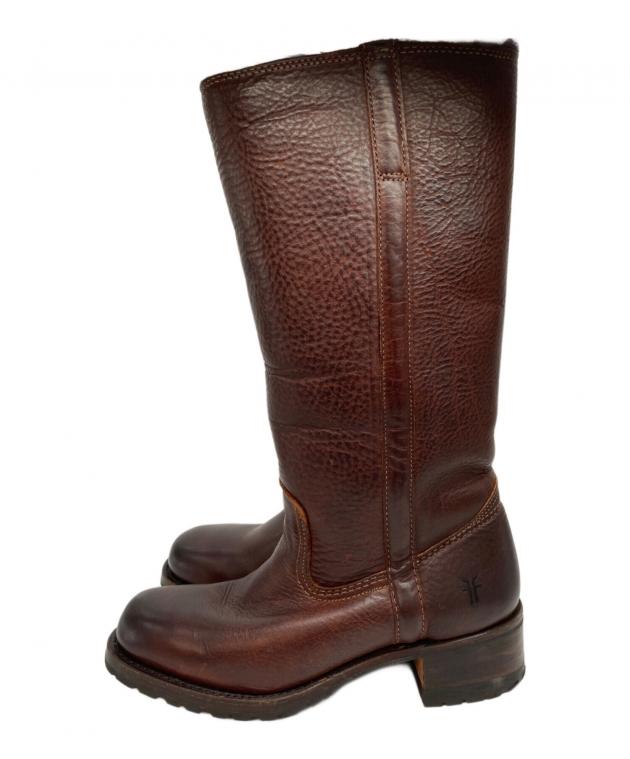 FRYE レザーブーツ ブラウン レディース 6M（約23.0cm） 中古・古着通販】FRYE (フライ) 裏ボア ロングレザーブーツ ブラウン