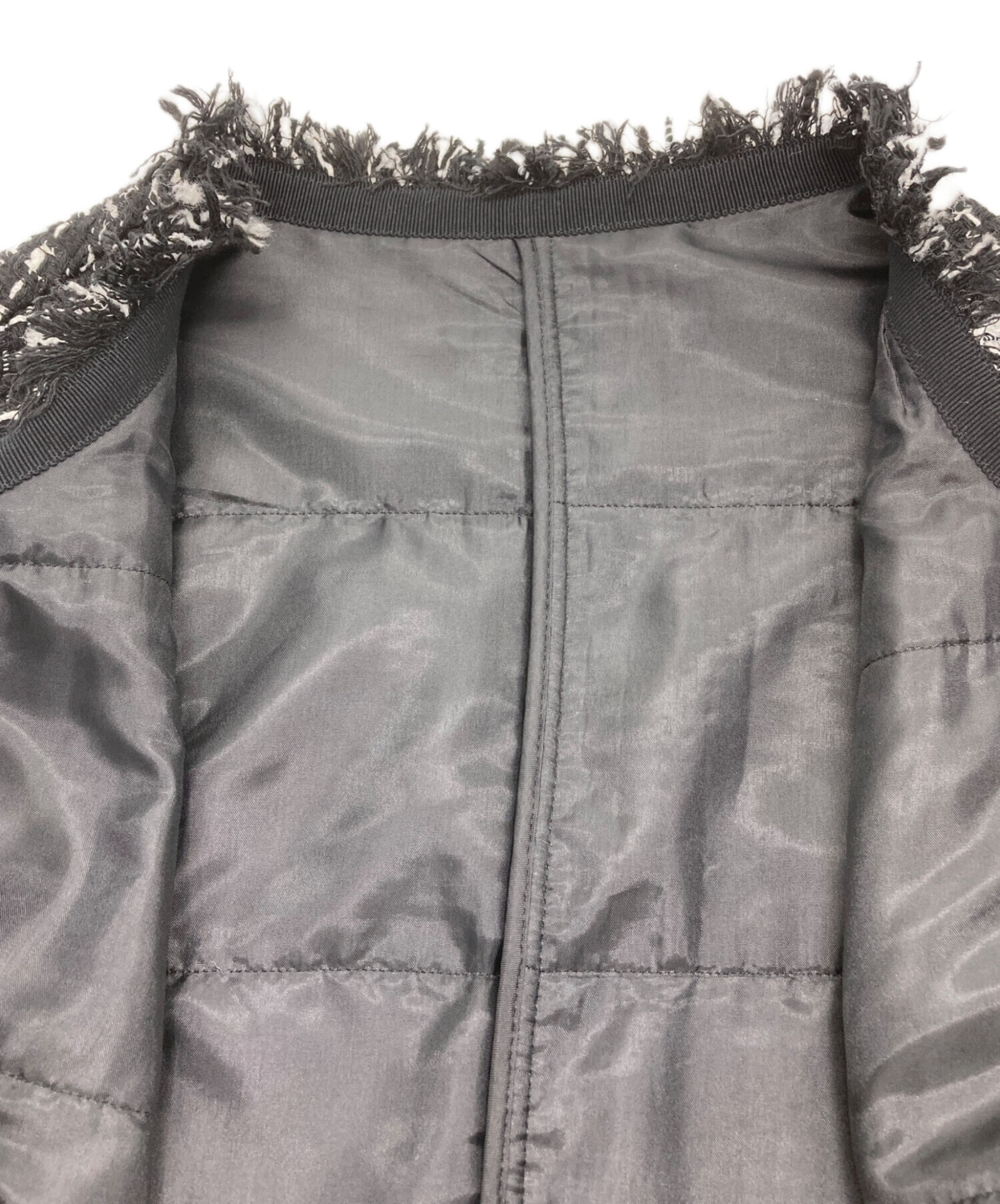 中古・古着通販】icB (アイシービー) ノーカラーツイードジャケット