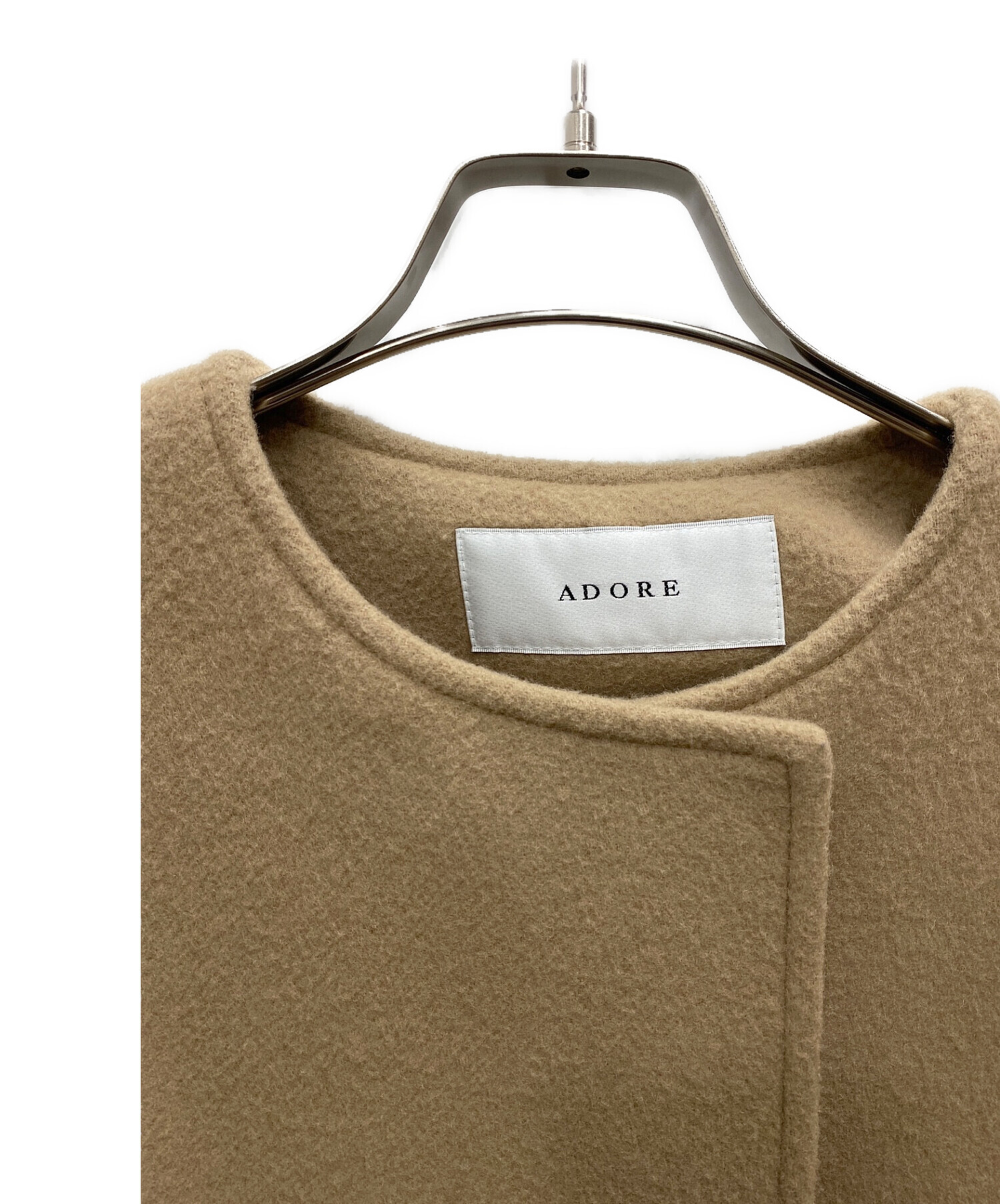 ADORE エアメルトンノーカラーフラップポケットコートベージュ36 ADORE エアメルトンノーカラーフラップポケットコートベージュ36