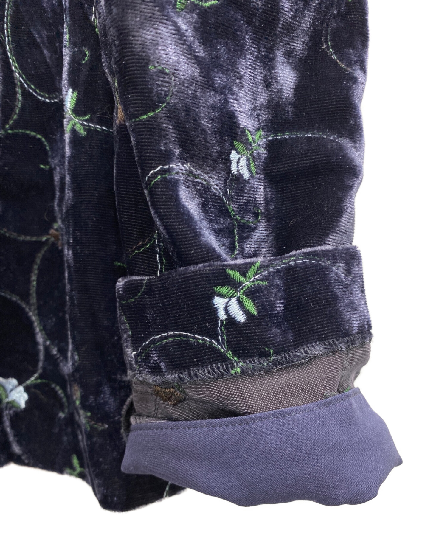 JOIEVE dreamy night ベロア ブラウス ネイビー 花柄 刺繍 【公式通販】