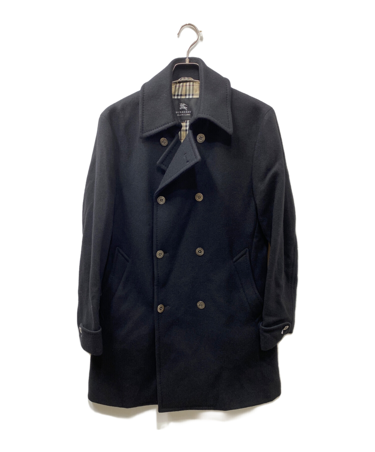 【未使用】バーバリーロンドン　Pコート　アンゴラ混　ノバチェック　160cm 美品☆ バーバリーロンドン Pコート 160 ノバチェック オフホワイト