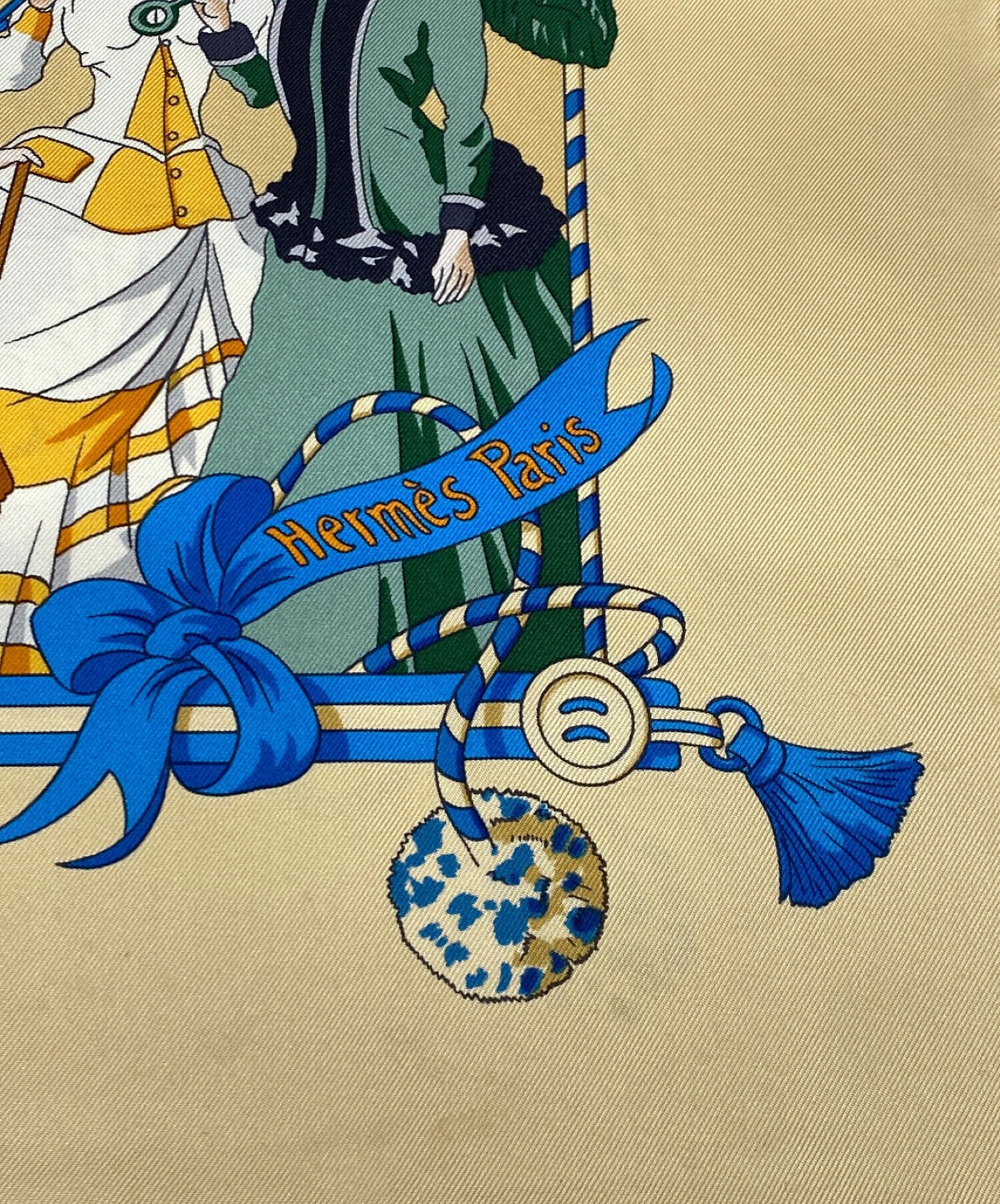 エルメス HERMES JEUX DE PAILLE シルク スカーフ 水色