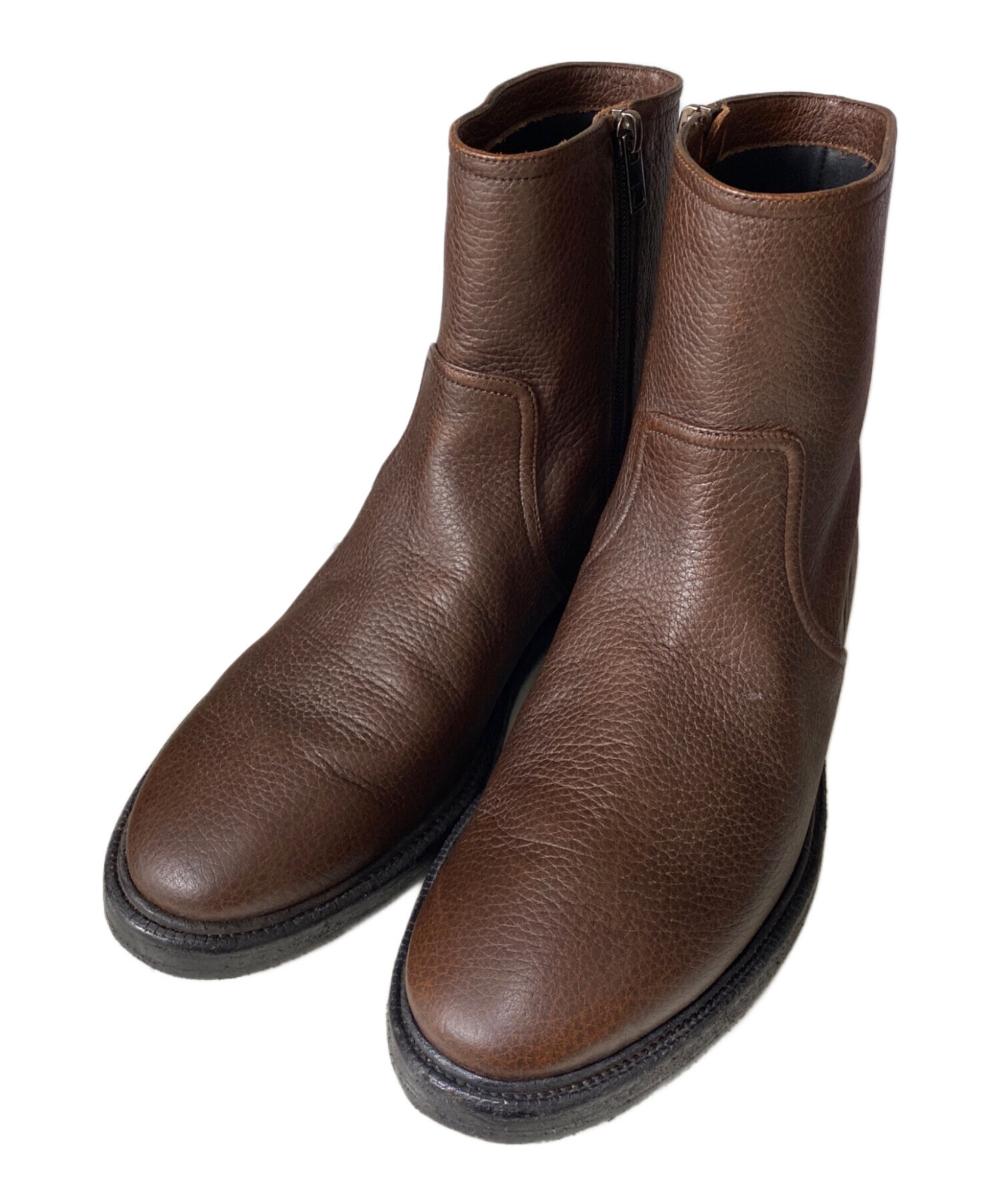 中古・古着通販】BURBERRY (バーバリー) サイドジップブーツ ブラウン 