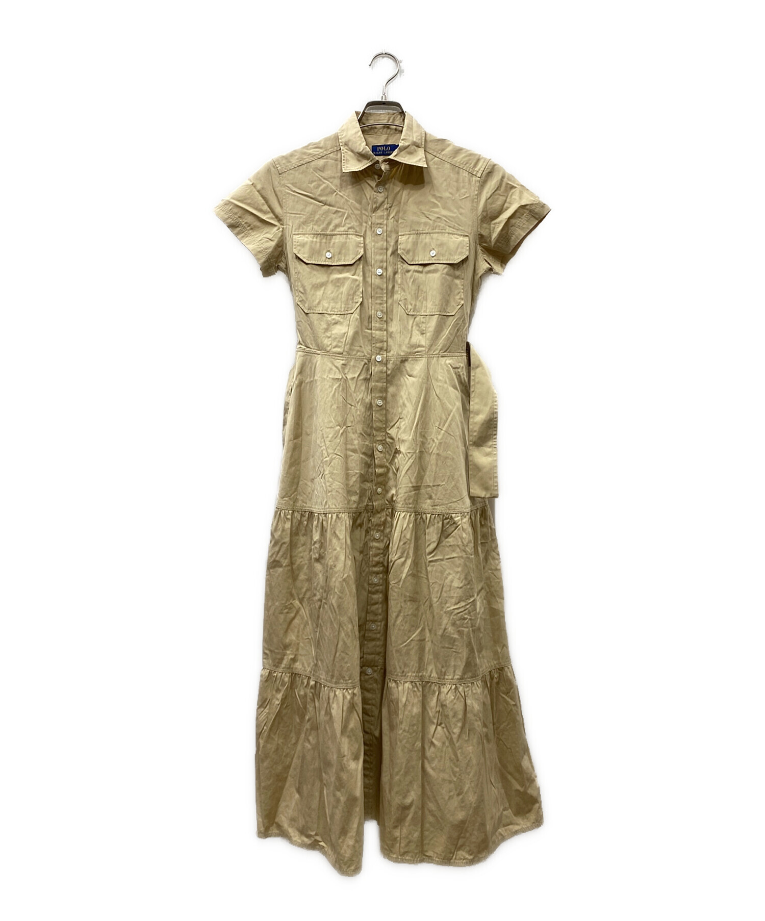 新品　LAUREN RALPH LAUREN ベージュシャツワンピース タグ付き レディース] ラルフローレン オーバーサイズ シャツワンピース