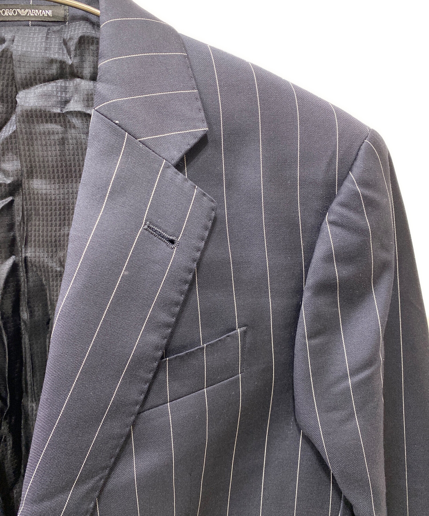イタリア製 エンポリオアルマーニ 上下セットアップ スーツ ストライプ ウール アルマーニコレッツォーニ セットアップパンツスーツ ストライプ柄