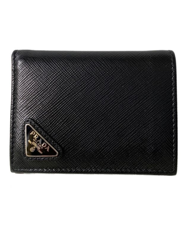 【PRADA】  三つ折財布【カードケース2点セット】 中古・古着通販】PRADA (プラダ) SAFFIANO TRIANGOLO 3つ折り札入れ