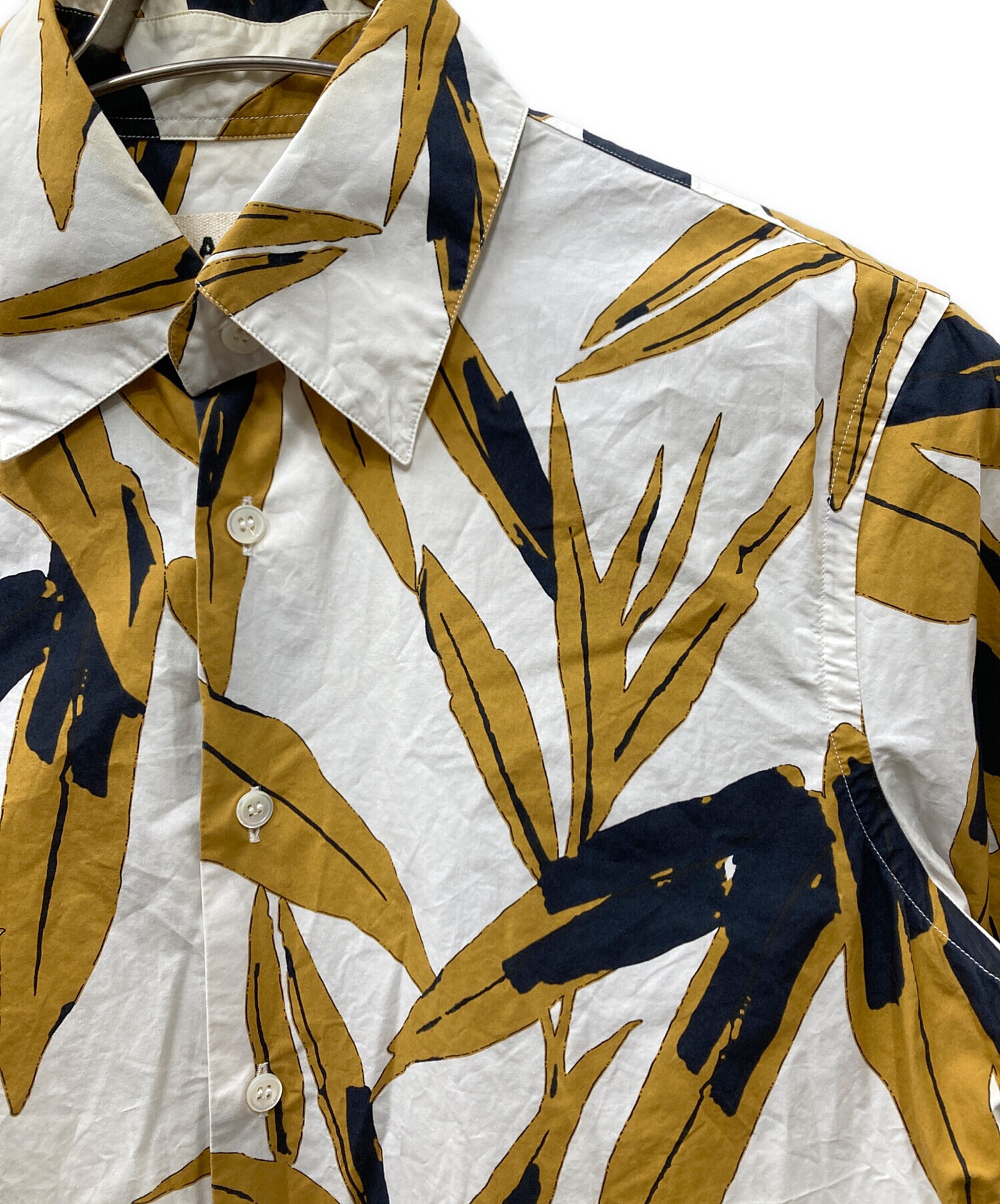 中古・古着通販】MARNI (マルニ) リーフ柄シャツ ホワイト×ブラウン 