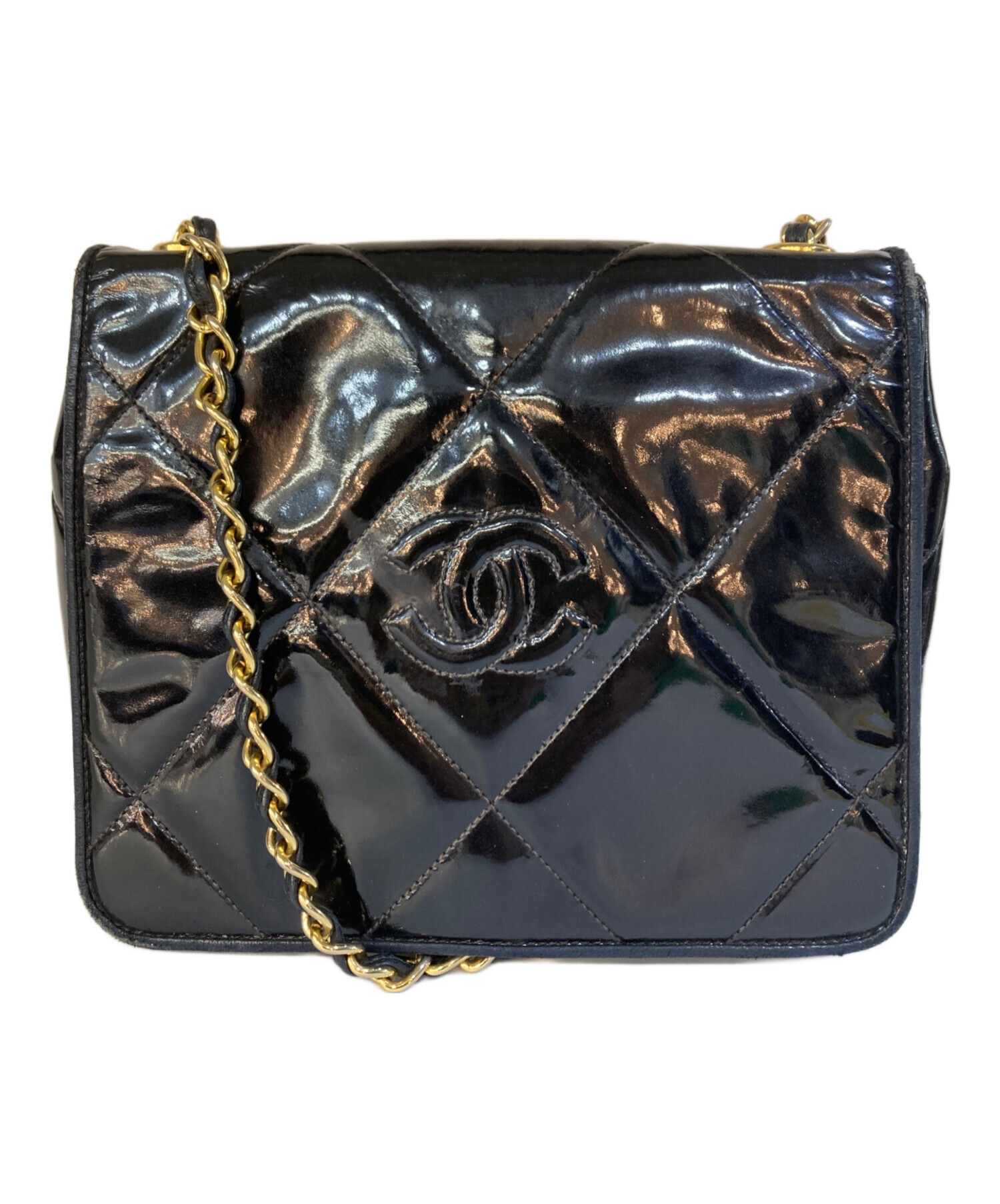 中古・古着通販】CHANEL (シャネル) エナメルチェーンショルダーバッグ