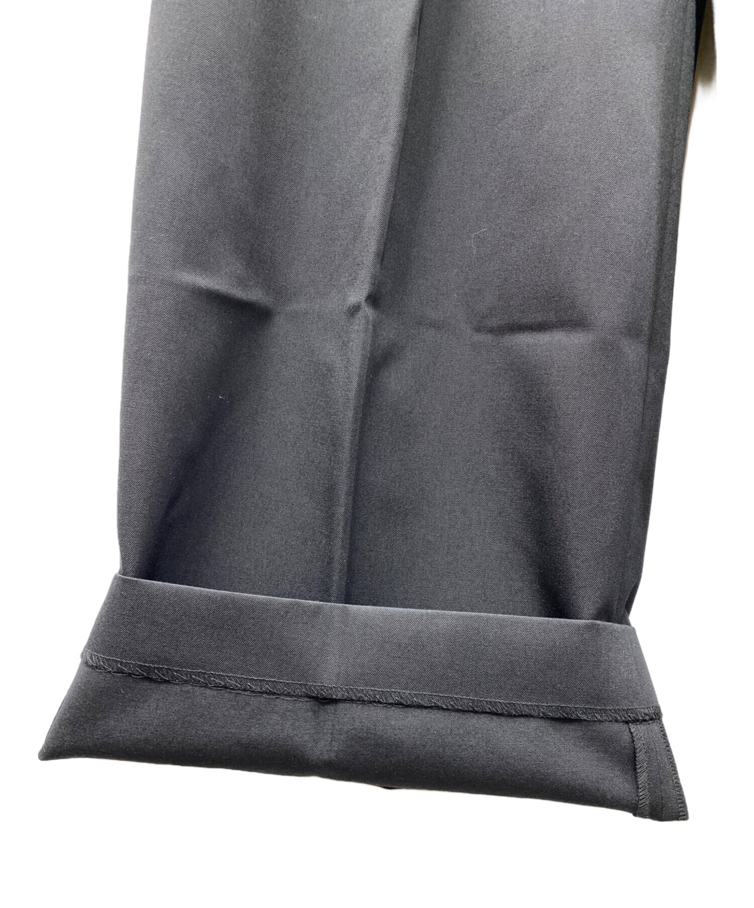 中古・古着通販】ATON (エイトン) タックワイドスラックス ブラック