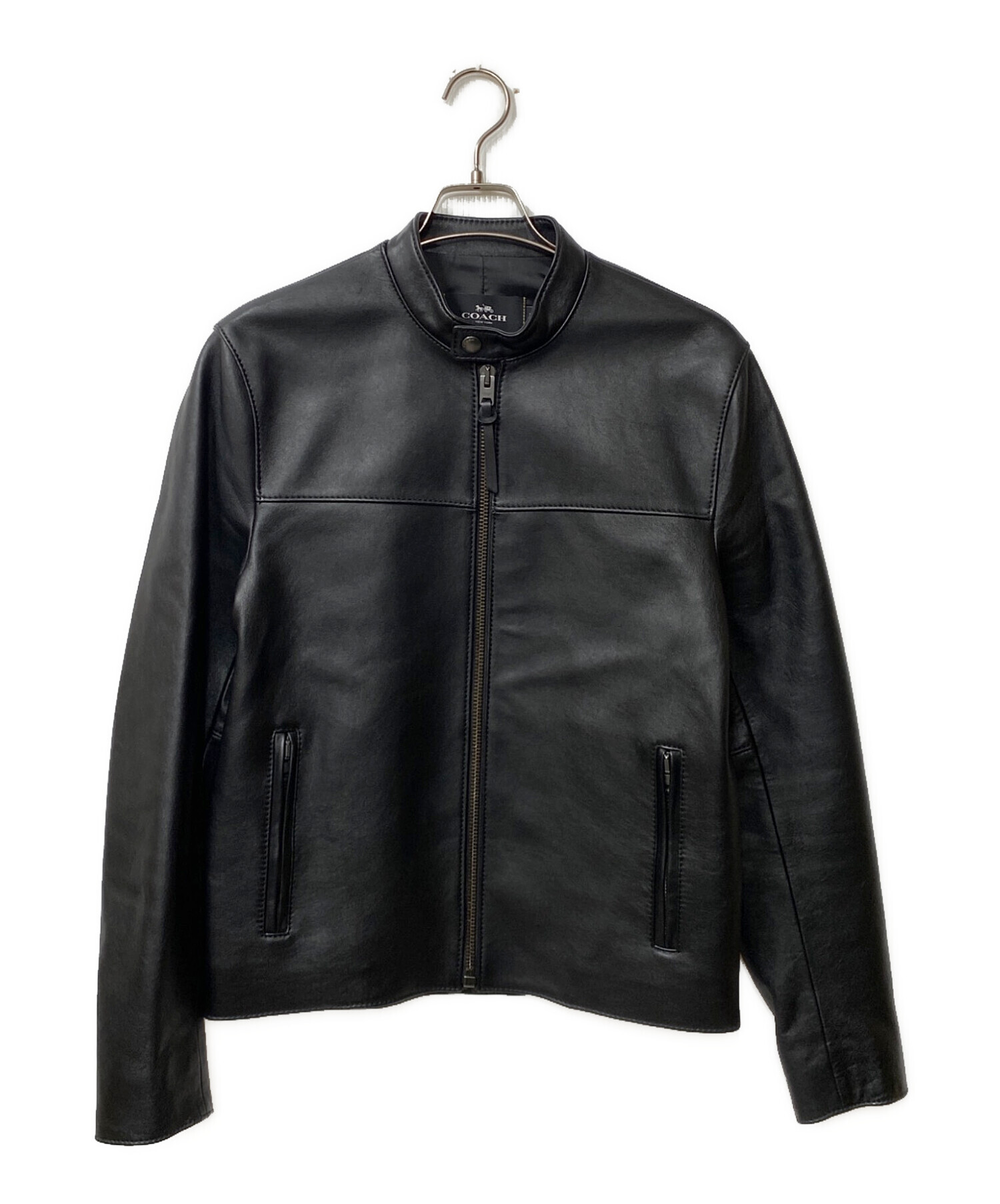 コーチ　レザージャケット　シングルライダース　M Lサイズ COACH コーチ レザー シングル ライダースジャケット ブラック系 XS