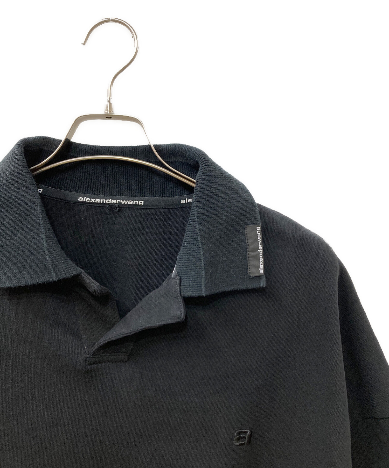 【再値下げ】Alexander Wangブラックパフロゴオーバーサイズポロシャツ 中古・古着通販】ALEXANDER WANG (アレキサンダーワン) オーバーサイズ