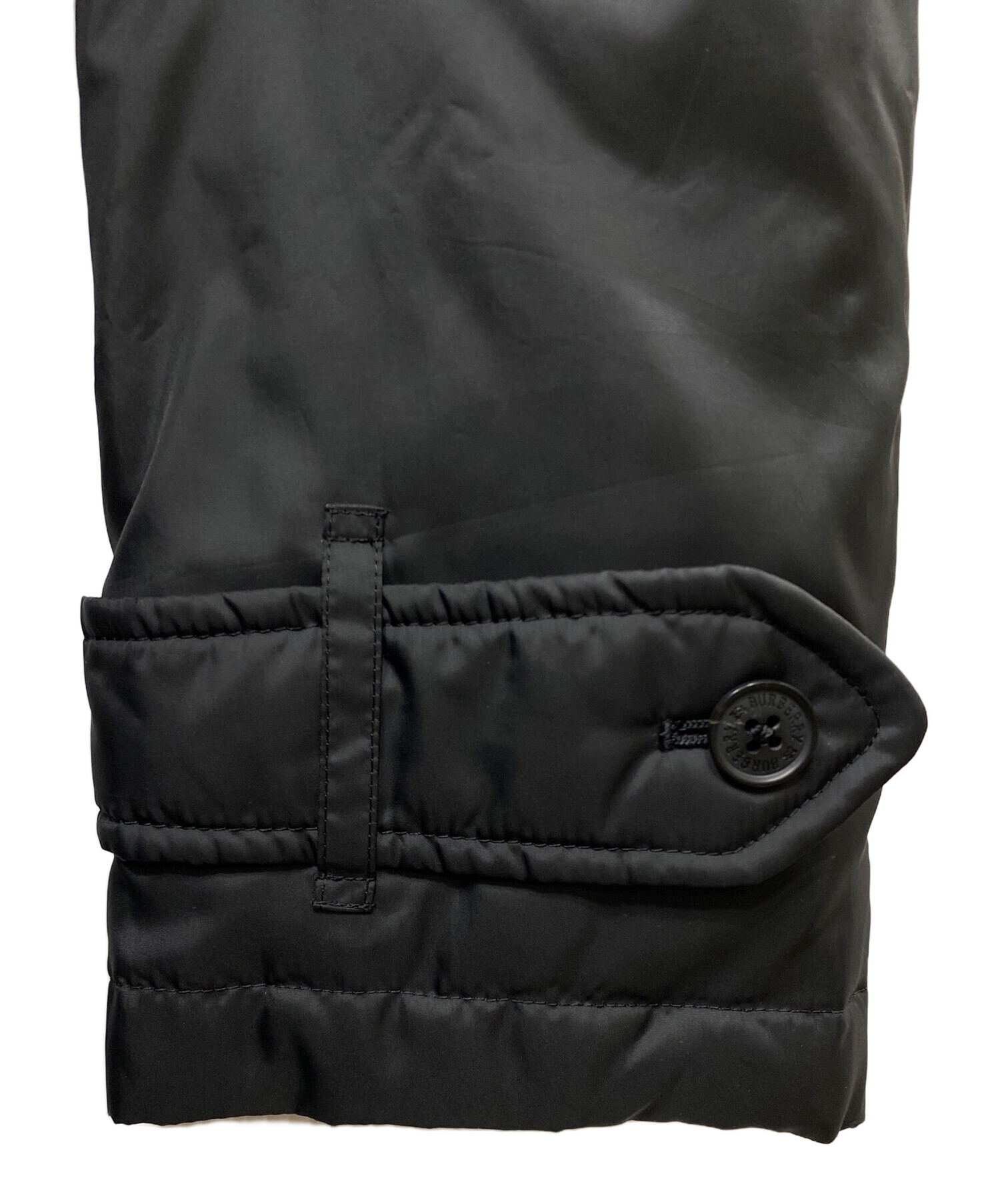 バーバリーブラックレーベル ブラック ステンカラーコート ダウン ファー付き 中古・古着通販】BURBERRY BLACK LABEL (バーバリーブラックレーベル