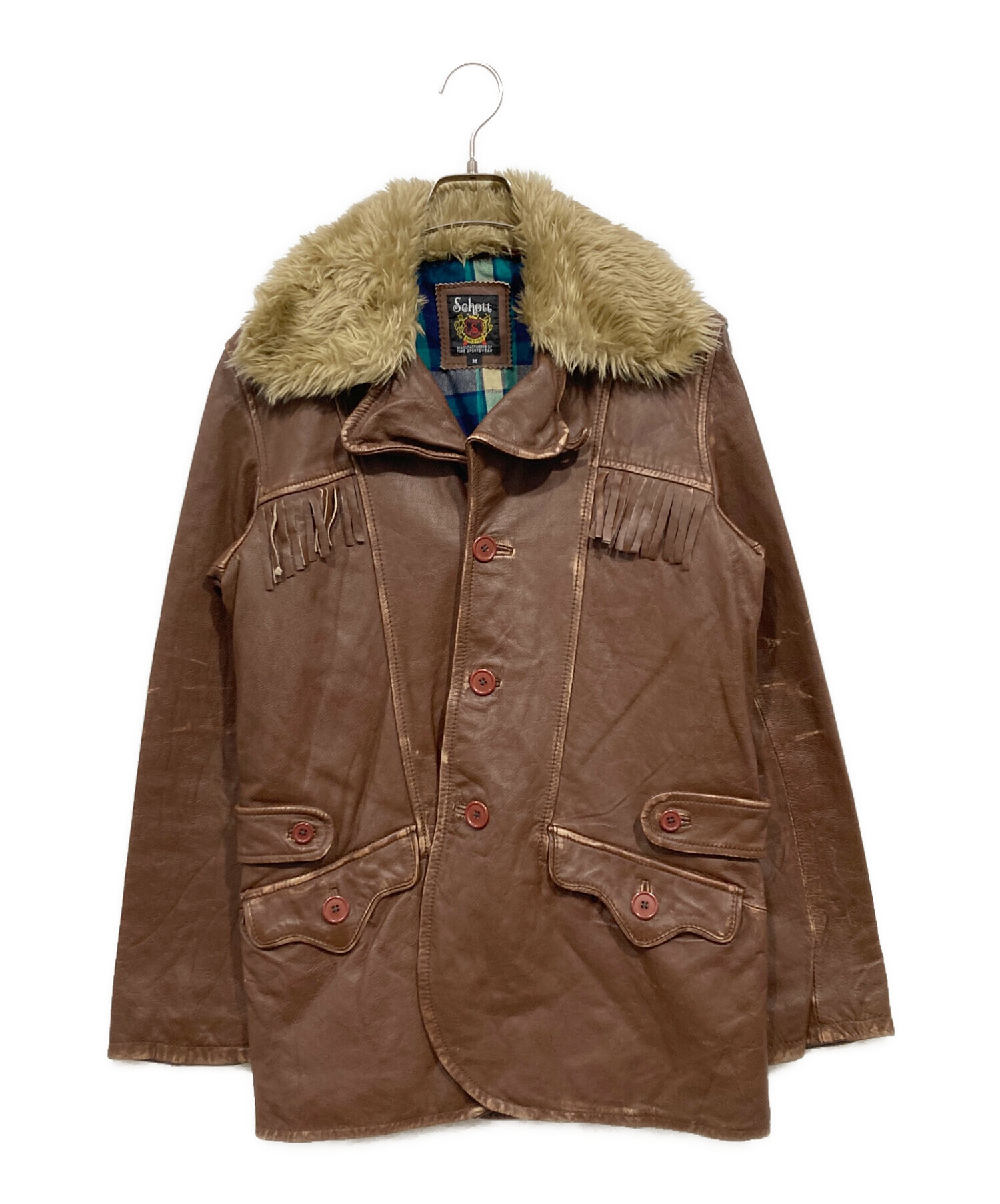 中古・古着通販】Schott (ショット) ファーフリンジ レザージャケット 