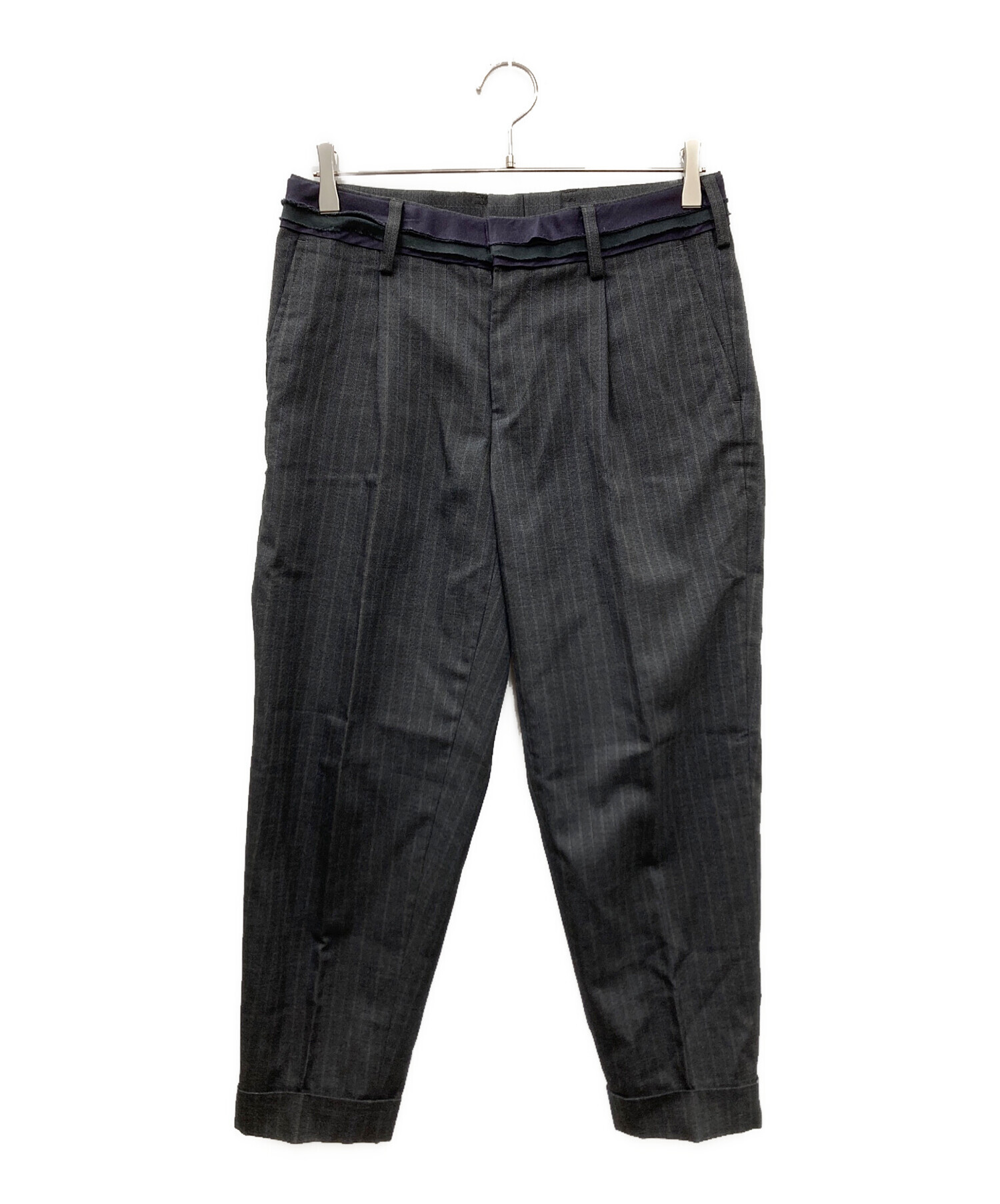 yyyrk619ページ 中古・古着通販】KOLOR (カラー) ストライプスラックスパンツ グレー