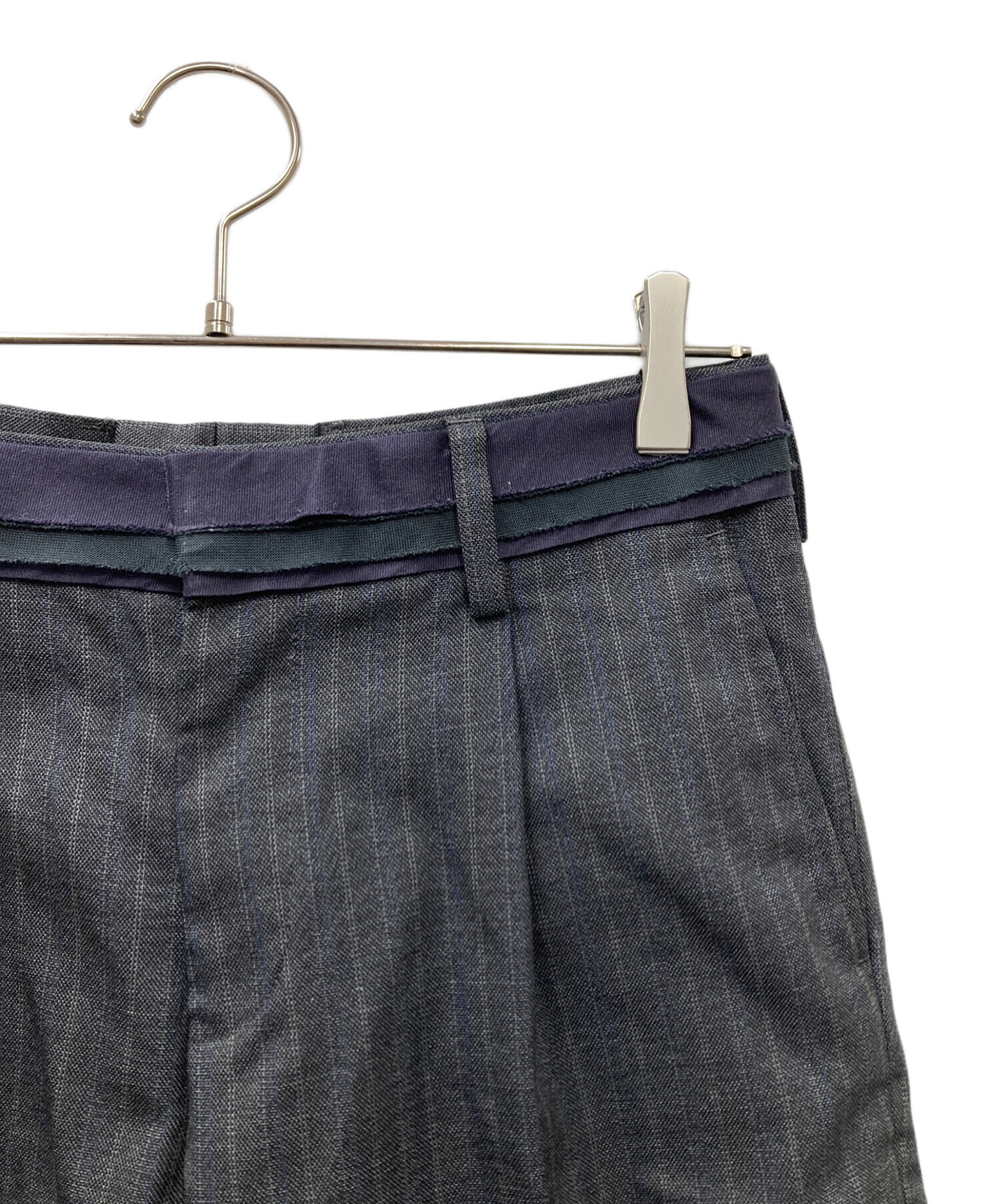 中古・古着通販】KOLOR (カラー) ストライプスラックスパンツ グレー