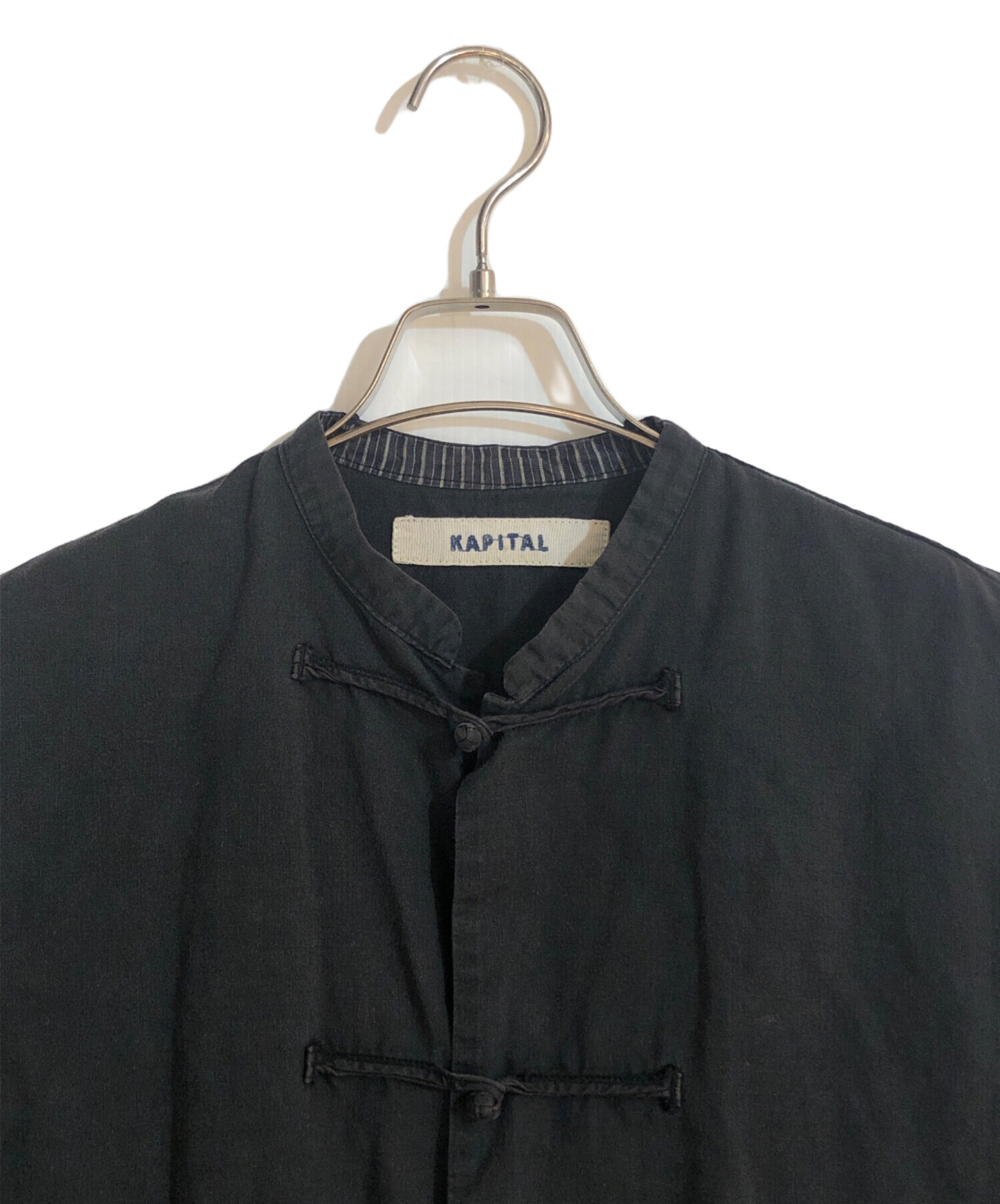 KAPITAL キャピタル リネン チャイナシャツ 麻 archive 中古・古着通販】KAPITAL (キャピタル) リネンチャイナシャツ ブラック