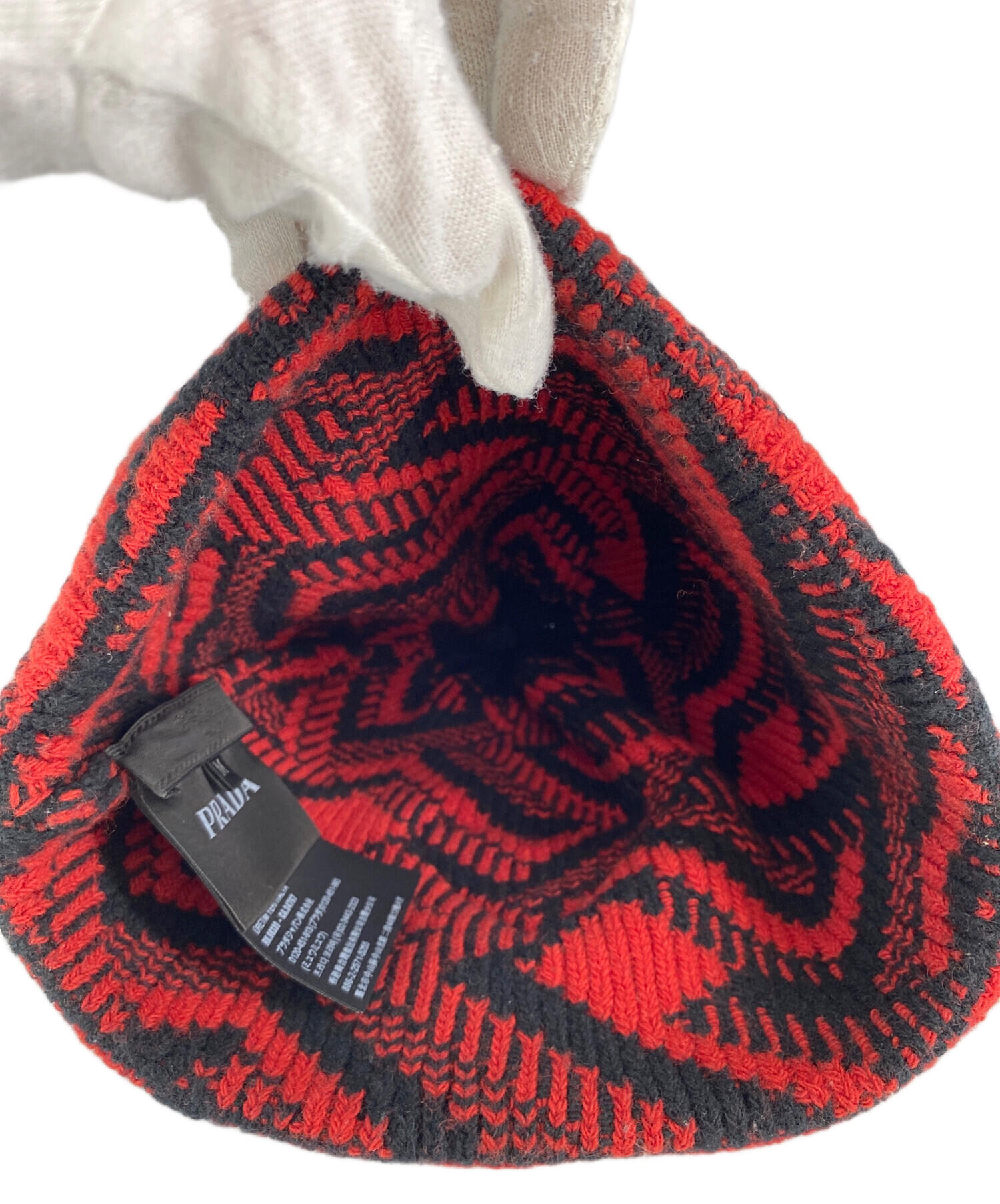 PRADA カシミヤ　ビーニー 中古・古着通販】PRADA (プラダ) ウール&カシミヤ ビーニー ネイビー