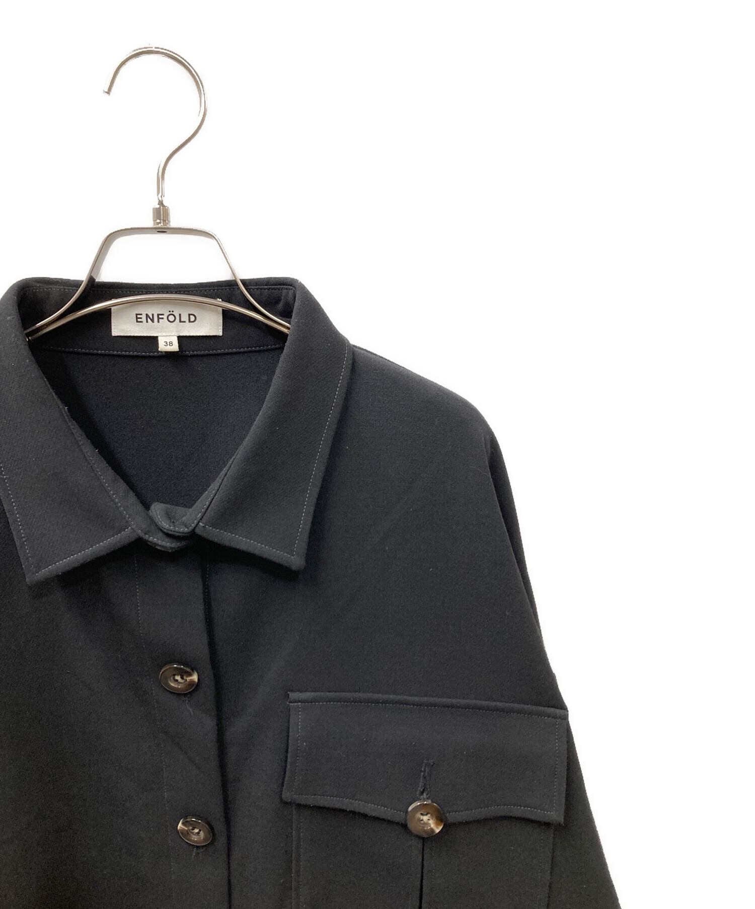 中古・古着通販】ENFOLD (エンフォルド) ダブルクロスシャツ ブラック