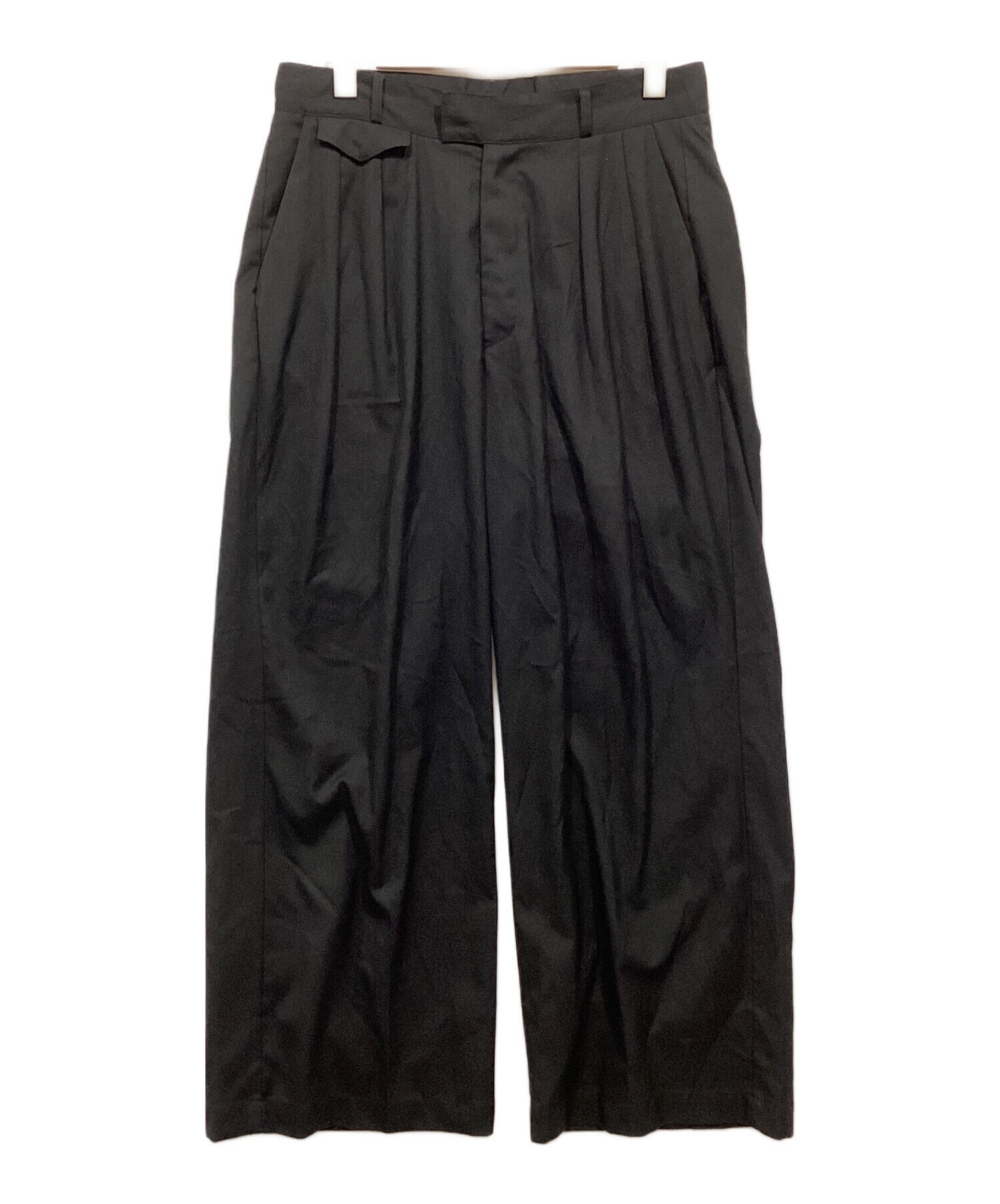 25ss toironier タックワイドスラックス サイズ1 中古・古着通販】Toironier (トワロニエ) タックワイドパンツ ブラック