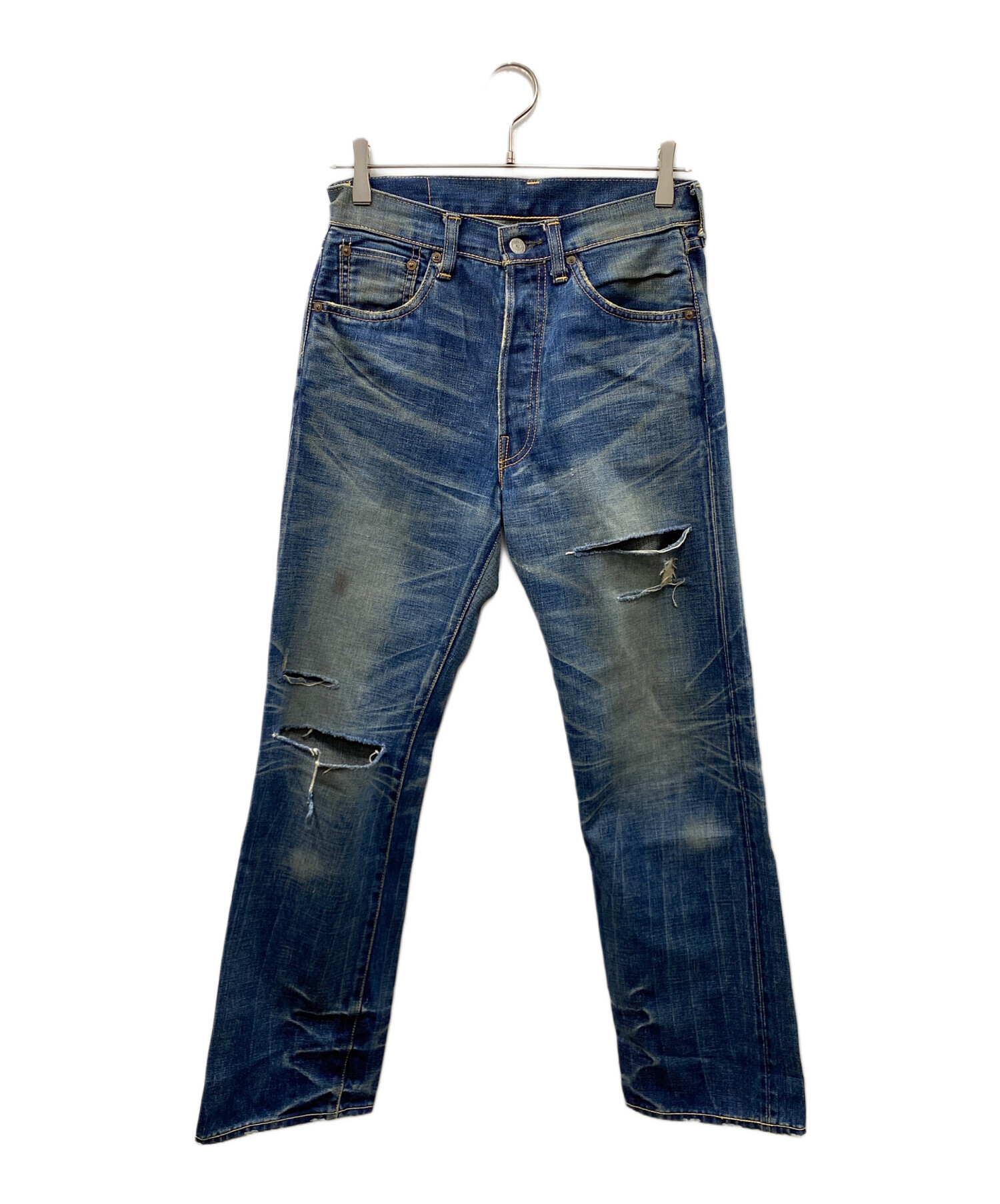 Levi’s / 55501/日本製/クラッシュ・ペイント加工/ボトム/32/デニム/IDG 中古・古着通販】LEVI'S (リーバイス) 55年製 復刻 55501 デニムパンツ