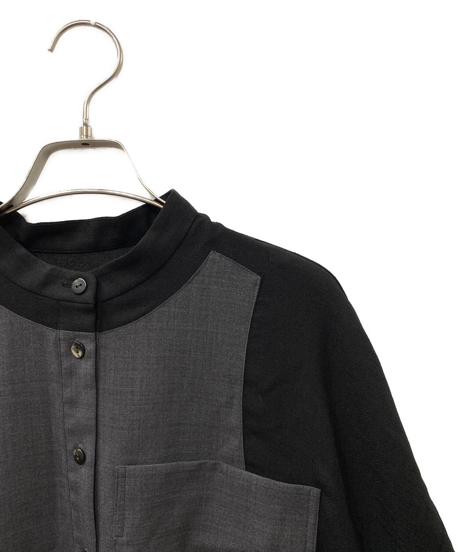 中古・古着通販】ENFOLD (エンフォルド) VEST DOCKING SHIRT ブラック 