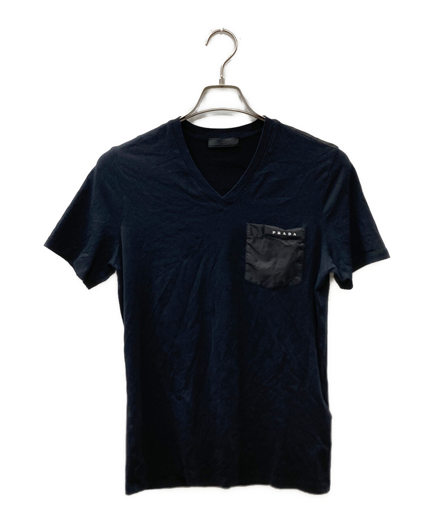 PRADA 黒 Vネック Tシャツ ポケット付き 【公式通販】