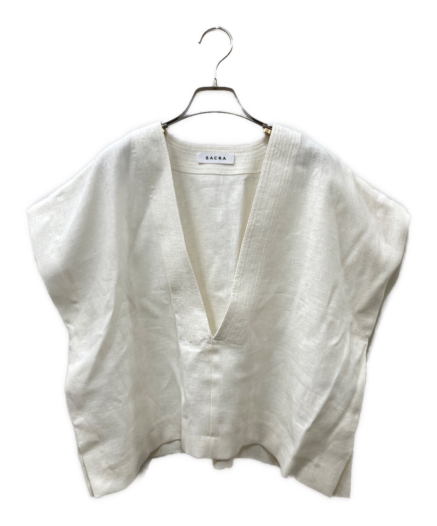 中古・古着通販】SACRA (サクラ) RUSTIC LINEN TOP ホワイト サイズ:38 