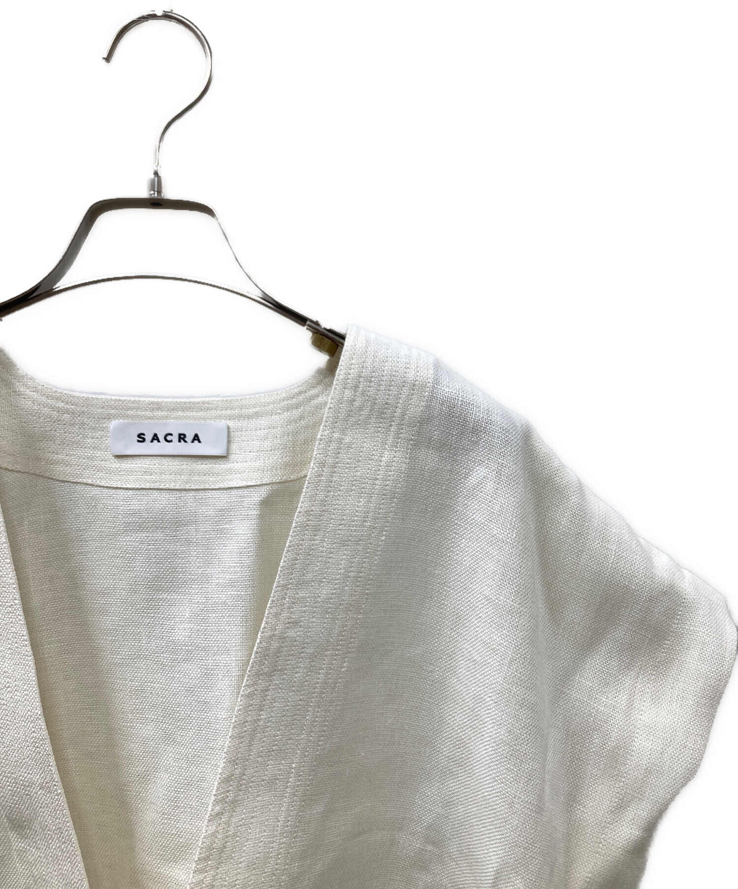 中古・古着通販】SACRA (サクラ) RUSTIC LINEN TOP ホワイト サイズ:38 