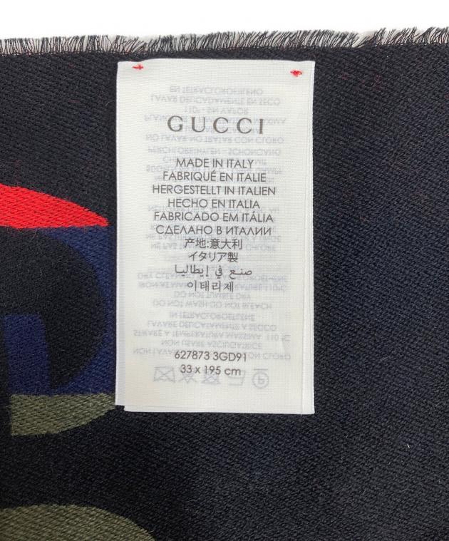 中古・古着通販】GUCCI (グッチ) ストライプウールマフラー マルチ