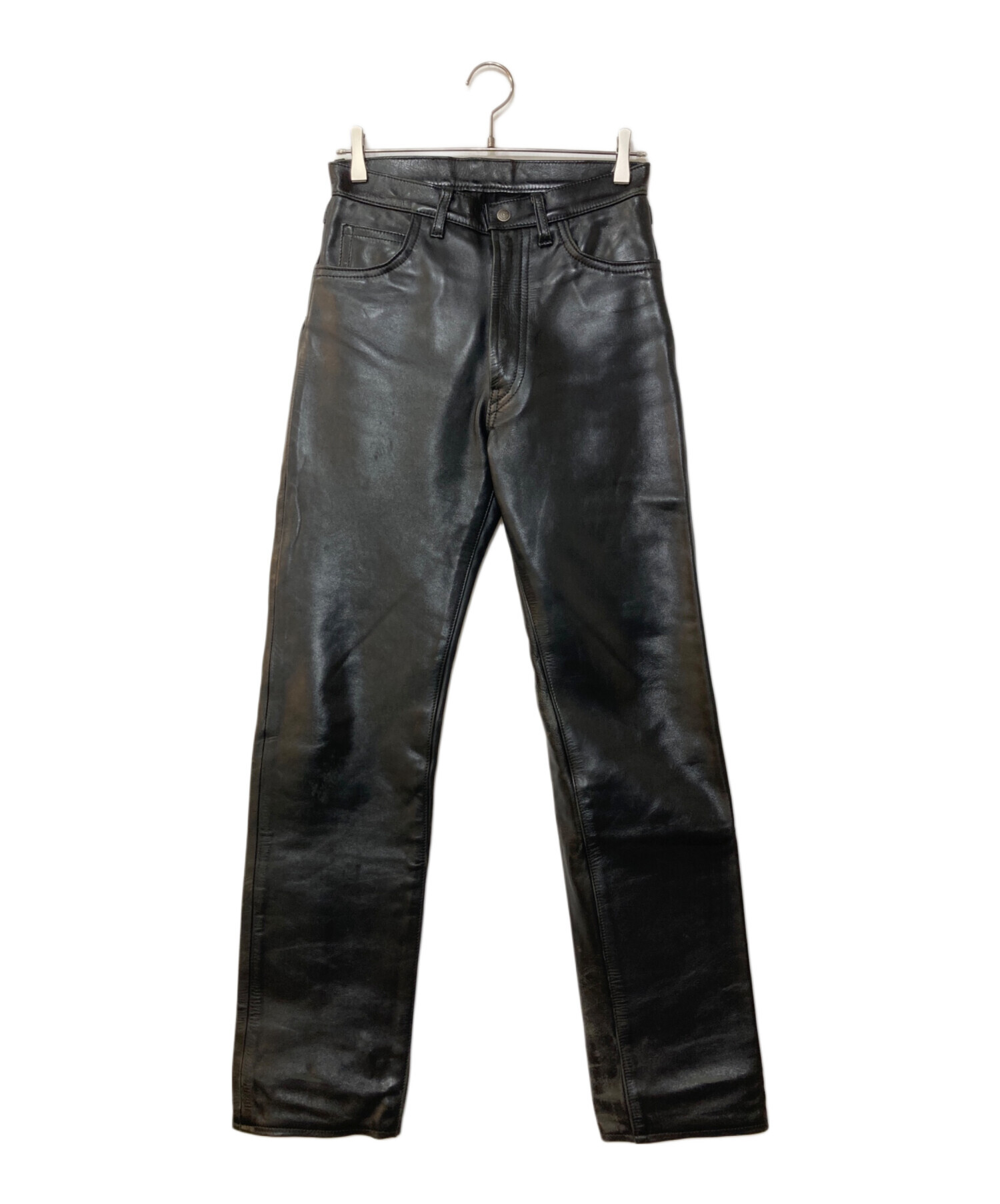 AERO LEATHER レザーパンツ ブラック 中古・古着通販】Aero LEATHER (エアロレザー) レザーパンツ ブラック