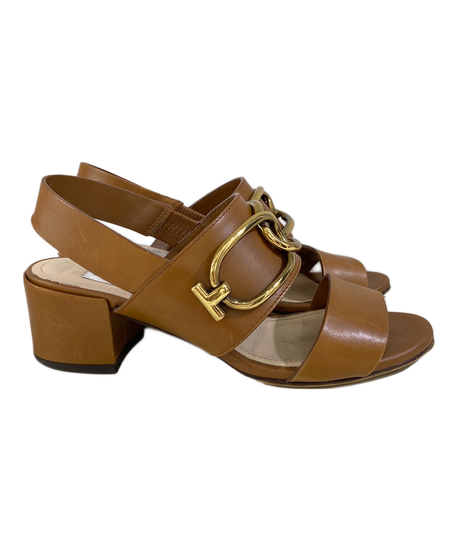 ほぼ未使用 TOD'S トッズ サンダル レザー ストラップ 36.5 ブラウン 中古・古着通販】TOD'S (トッズ) レザー アンクルストラップサンダル