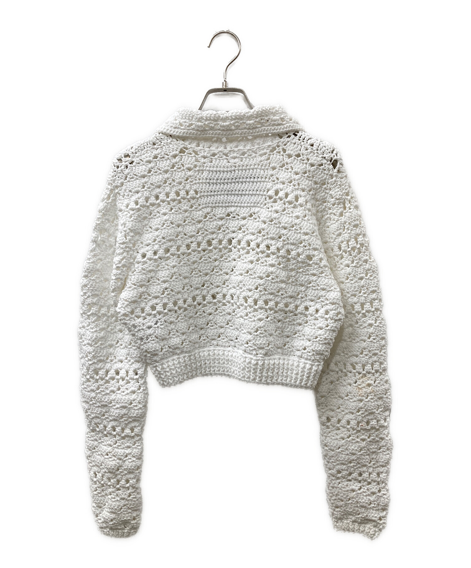 中古・古着通販】NKNIT (ンニット) crochet KNIT zip cardigan 
