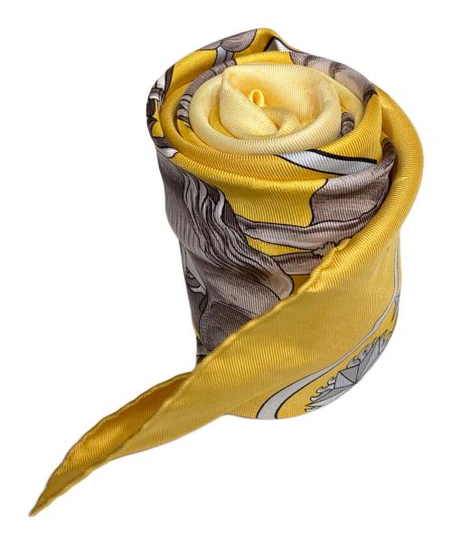 【HERMES】カレ90 宇宙観 シルクスカーフ エルメス イエロー エルメス カレ 90 COSMOS 宇宙観 ユニセックス イエロー HERMES【中古
