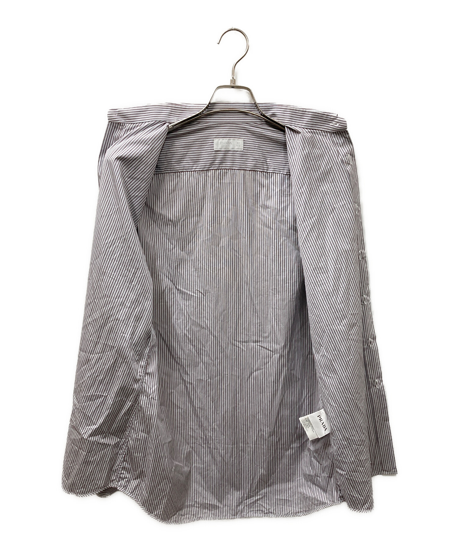 PRADA グレー 長袖シャツ 40 中古・古着通販】PRADA (プラダ) ストライプ ドレスシャツ グレー